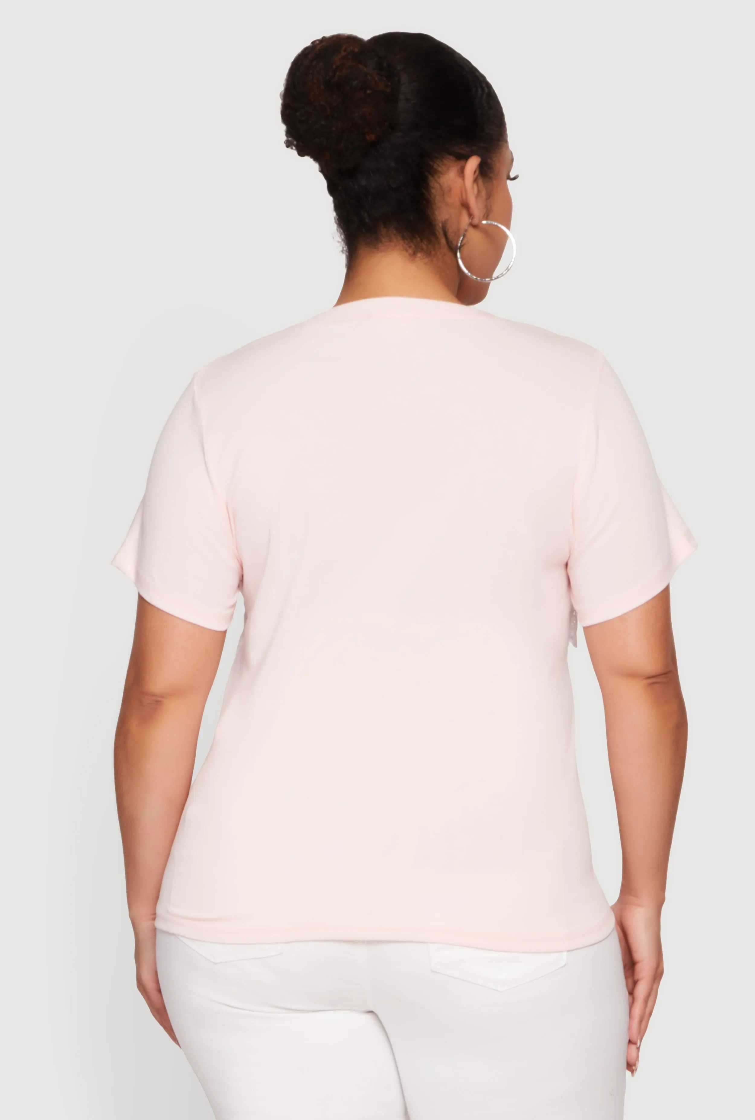 Plus Size Short Sleeve T-Shirt with Lace Cami Overlay sold by Rainbow product image thumbnail 5