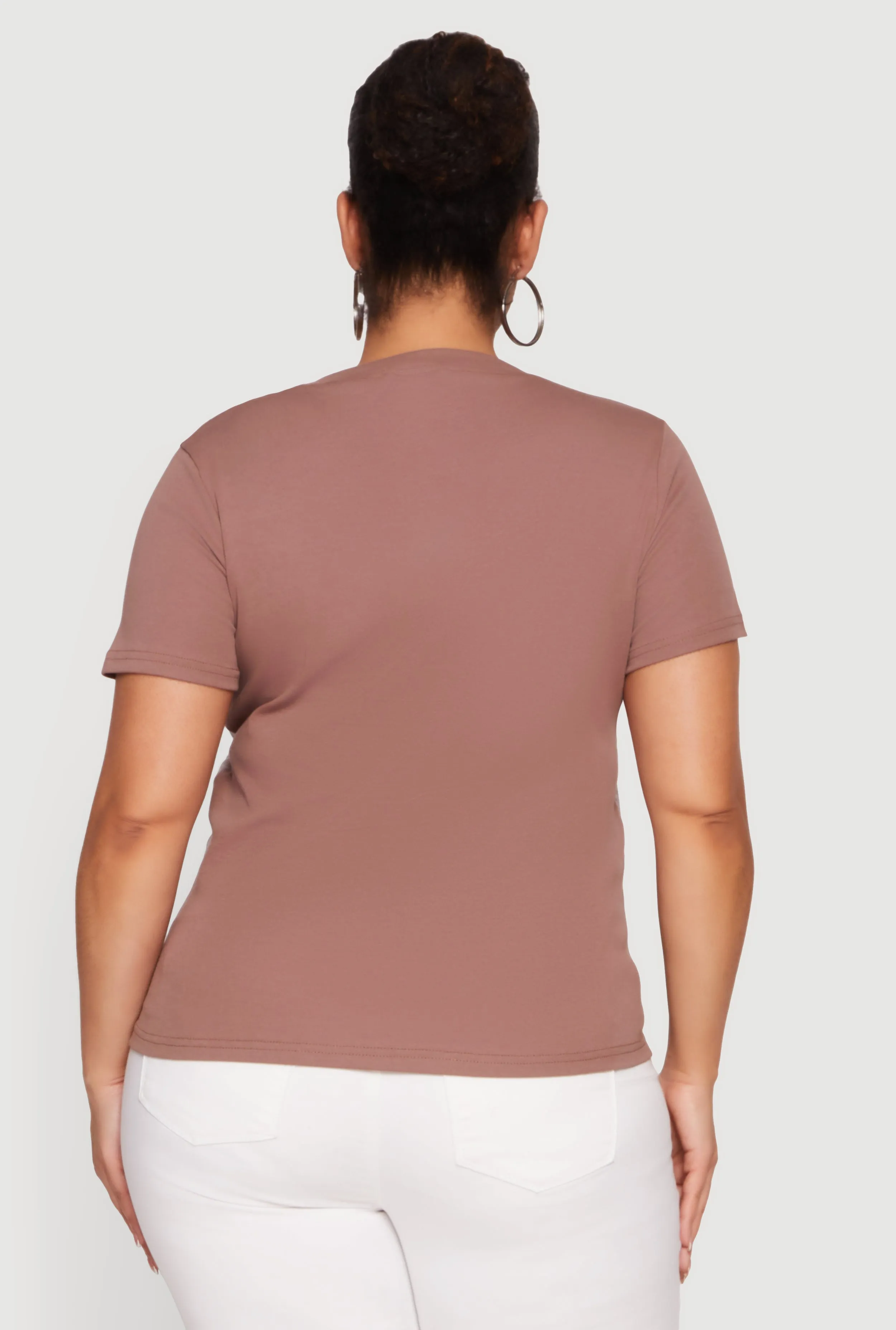 Plus Size Short Sleeve T-Shirt with Lace Cami Overlay sold by Rainbow product image thumbnail 5