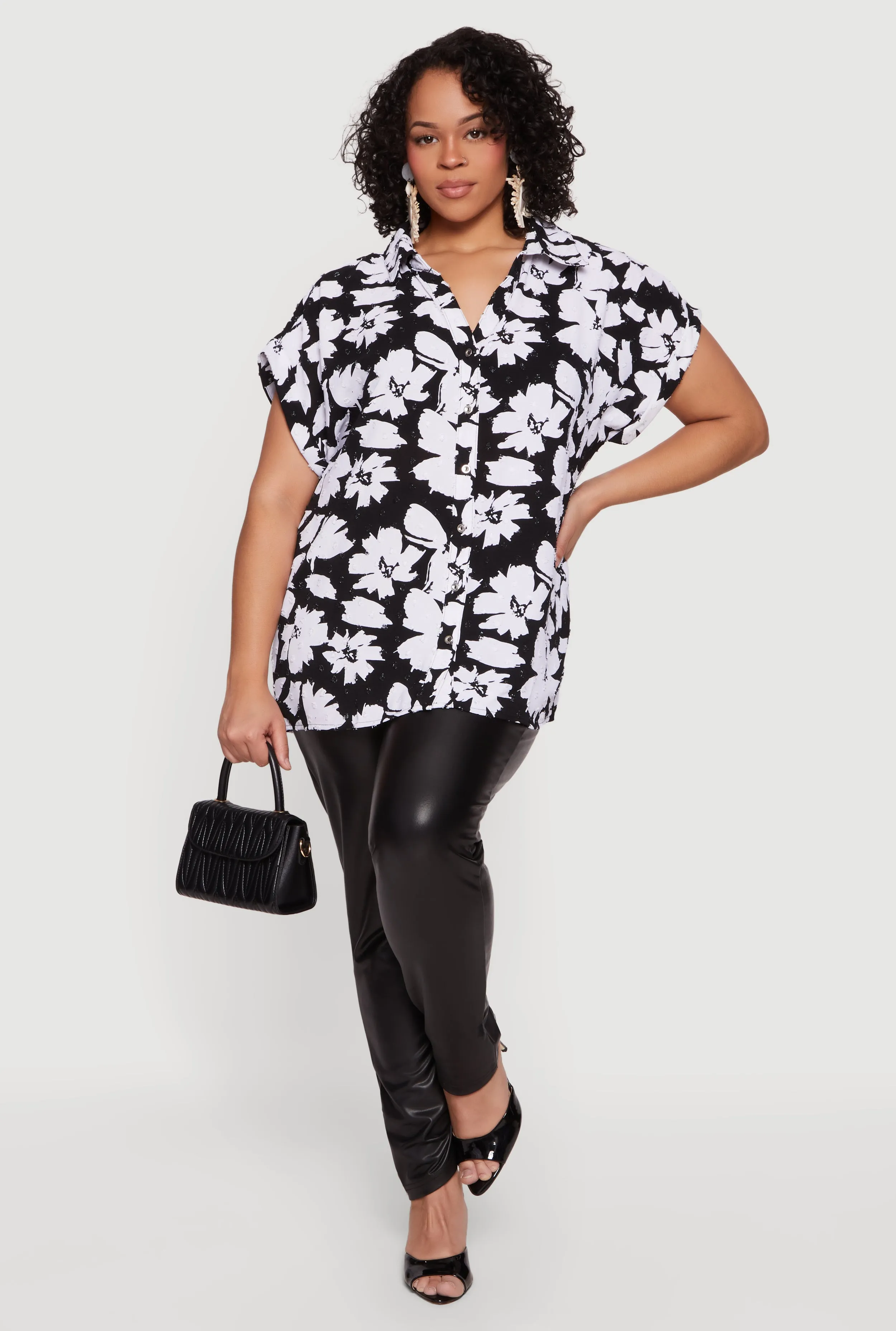 Plus Size Floral Patterned Dolman Sleeve Blouse sold by Rainbow product image thumbnail 2