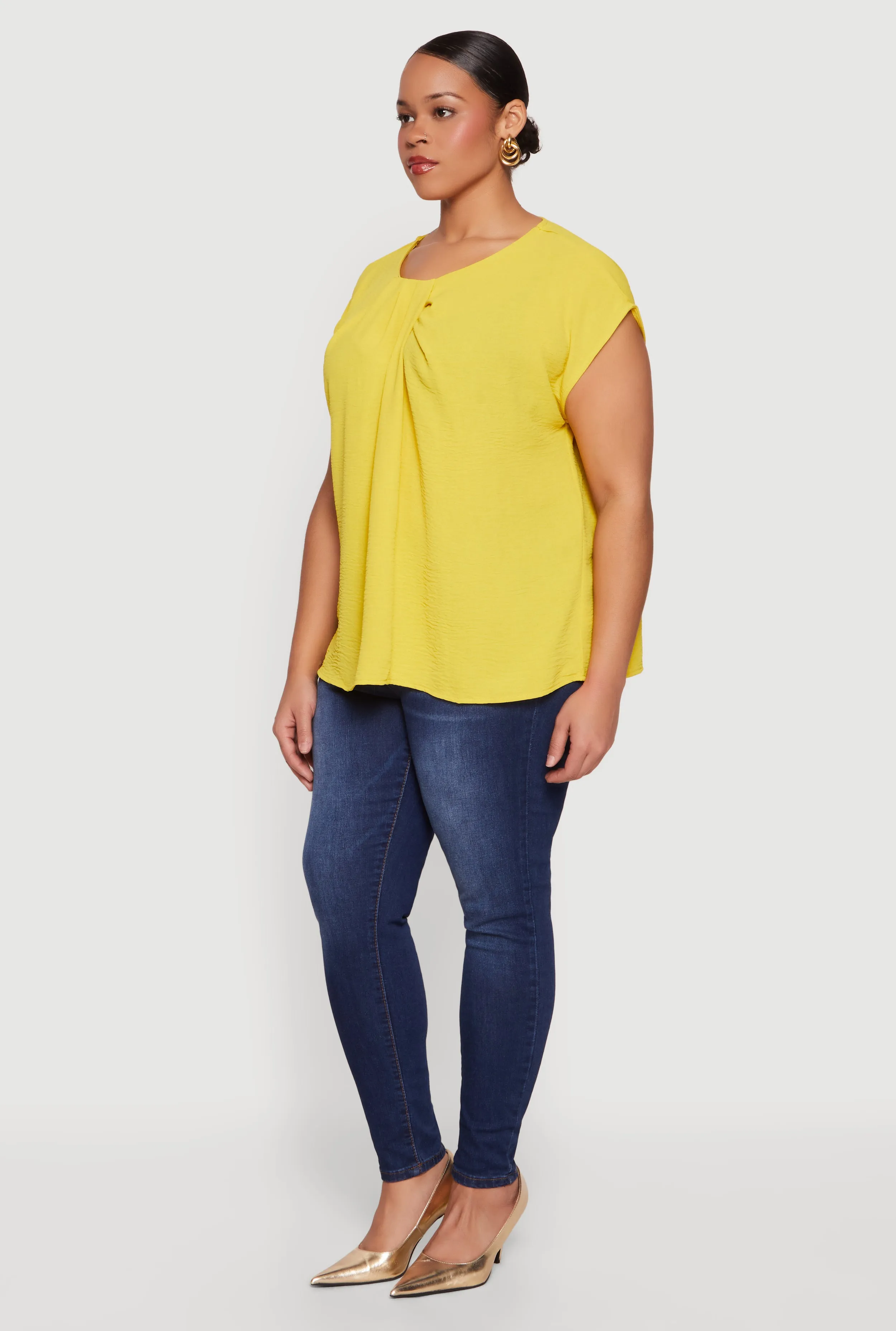 Plus Size Pleated Neckline Dolman Sleeve Blouse sold by Rainbow product image thumbnail 3