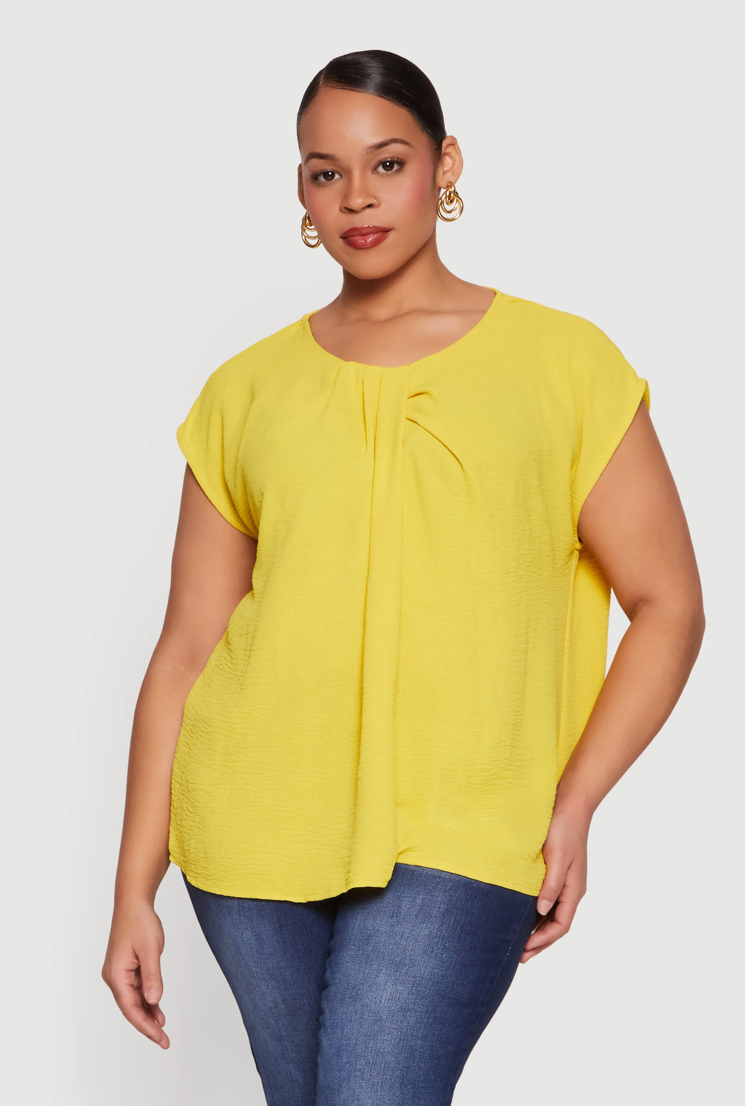 Plus Size Pleated Neckline Dolman Sleeve Blouse sold by Rainbow product image thumbnail 2