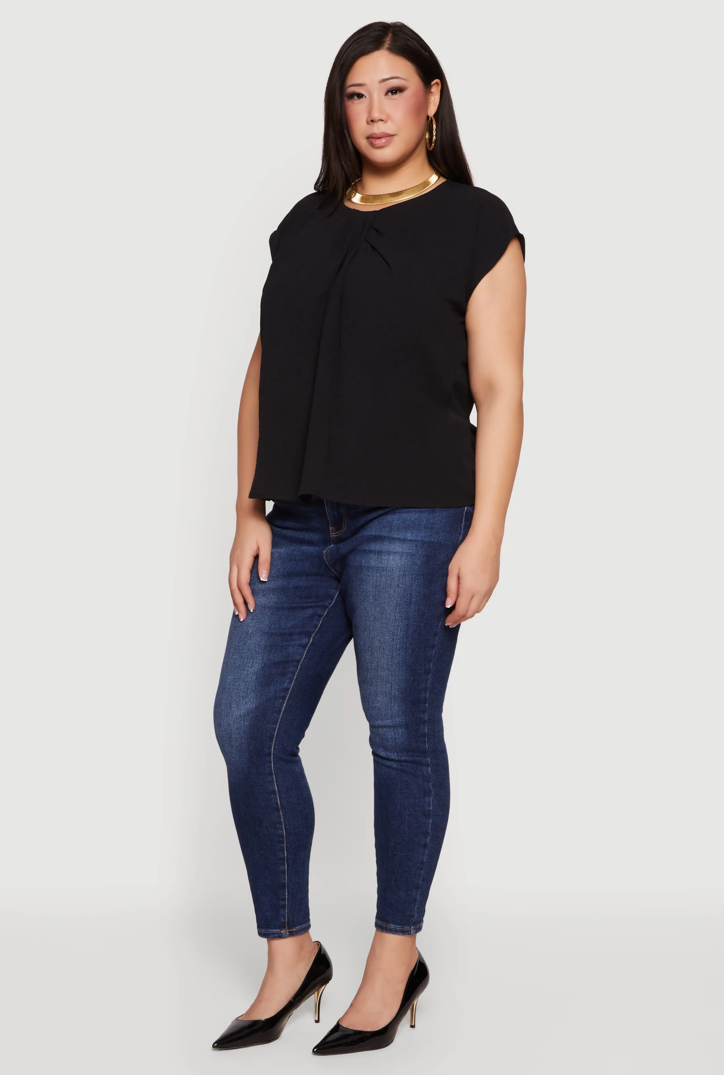 Plus Size Pleated Neckline Dolman Sleeve Blouse sold by Rainbow product image thumbnail 3