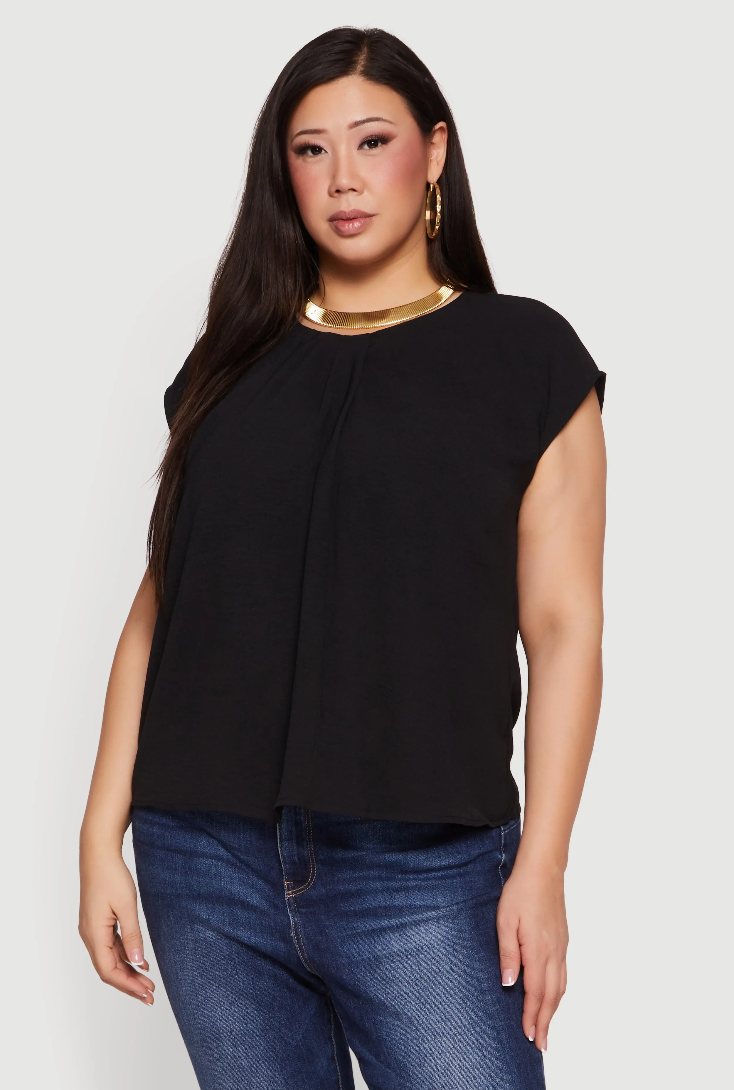 Plus Size Pleated Neckline Dolman Sleeve Blouse sold by Rainbow product image thumbnail 2