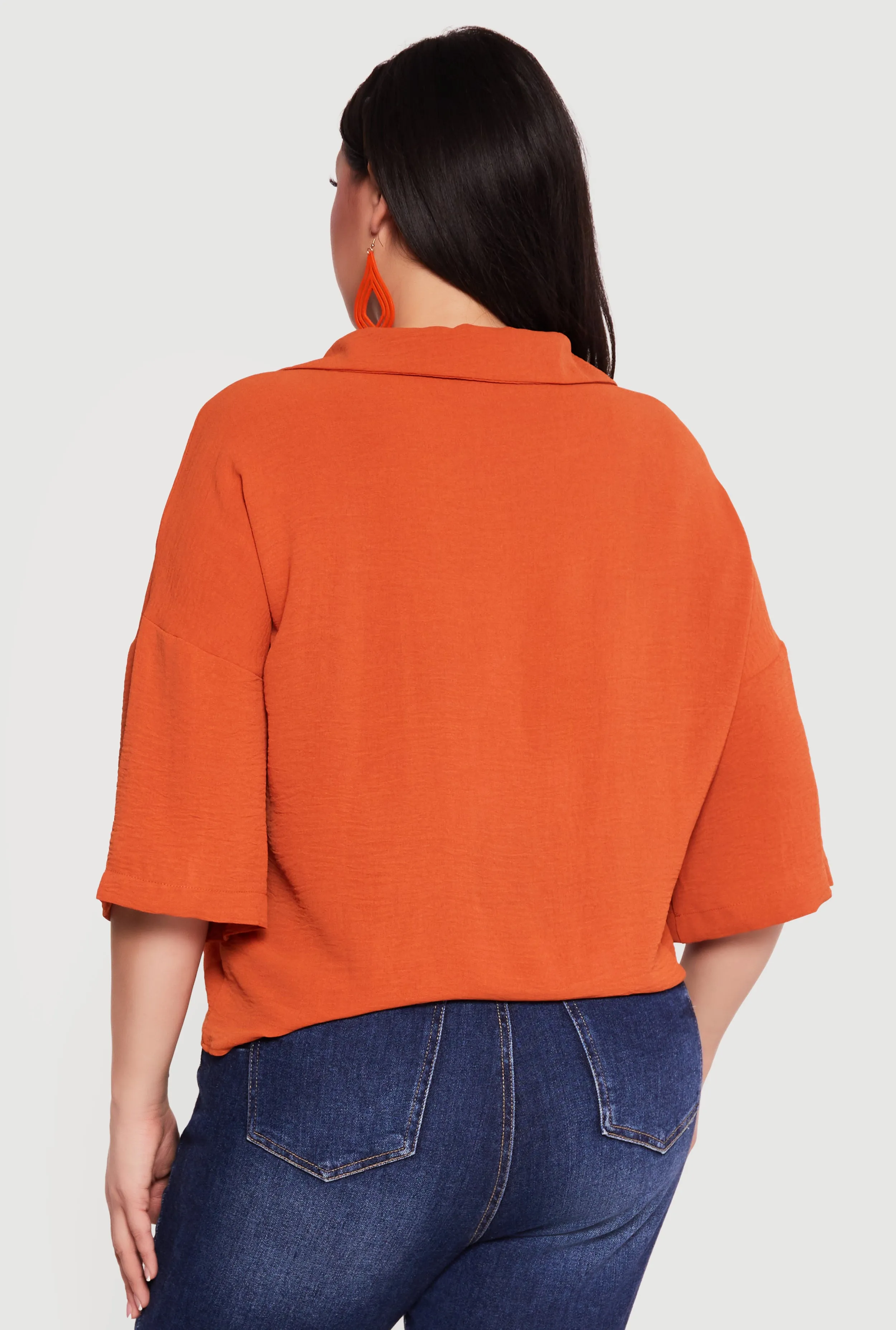 Plus Size V Neck Tie Front Blouse sold by Rainbow product image thumbnail 5