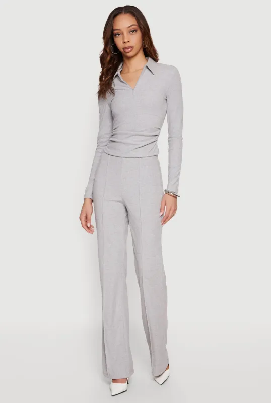 Pintuck Detail Brushed Knit Pants sold by Rainbow