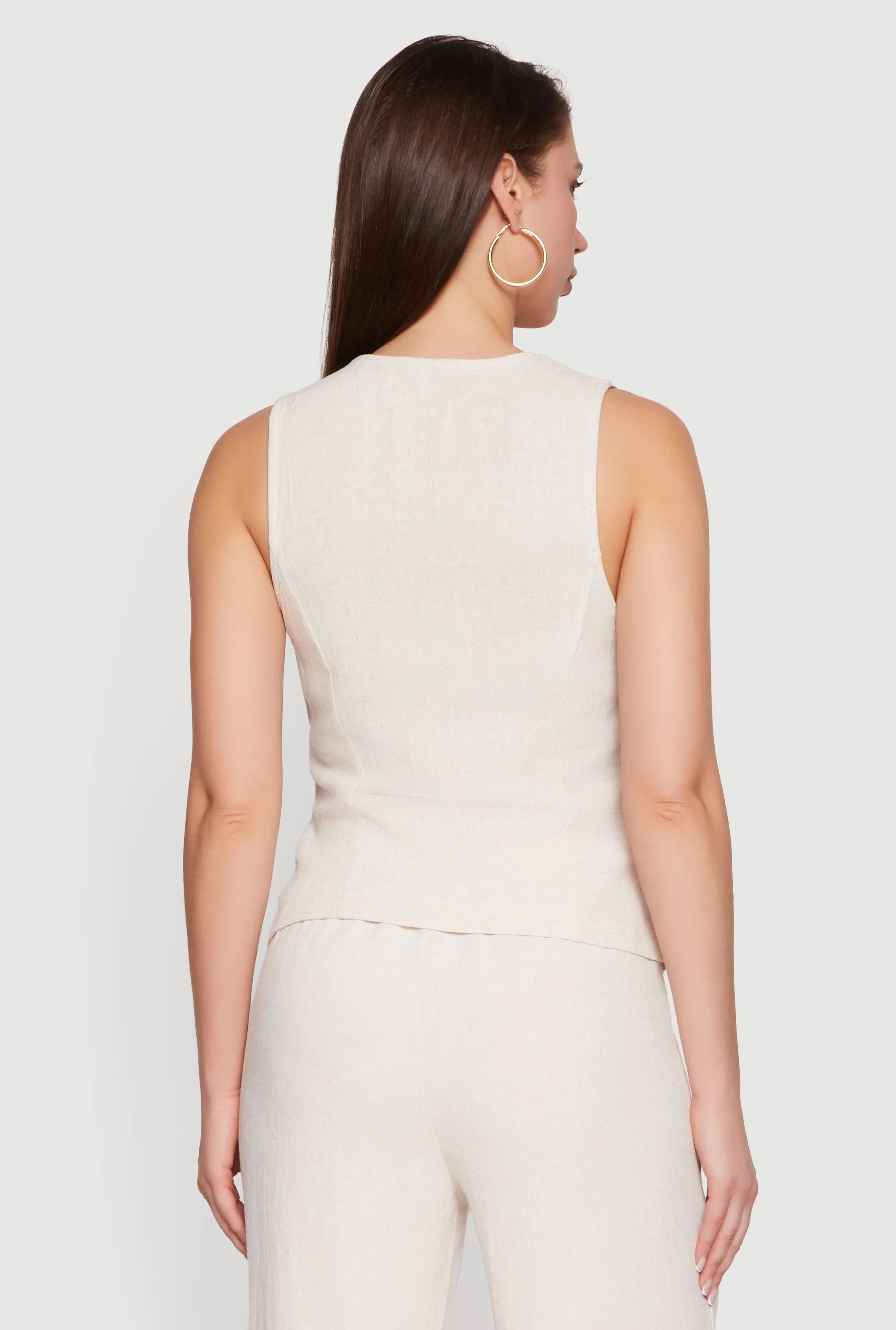 Linen V Neck Button Front Vest sold by Rainbow product image thumbnail 5