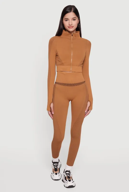 Seamless Compression Rib High Waisted Leggings sold by Rainbow