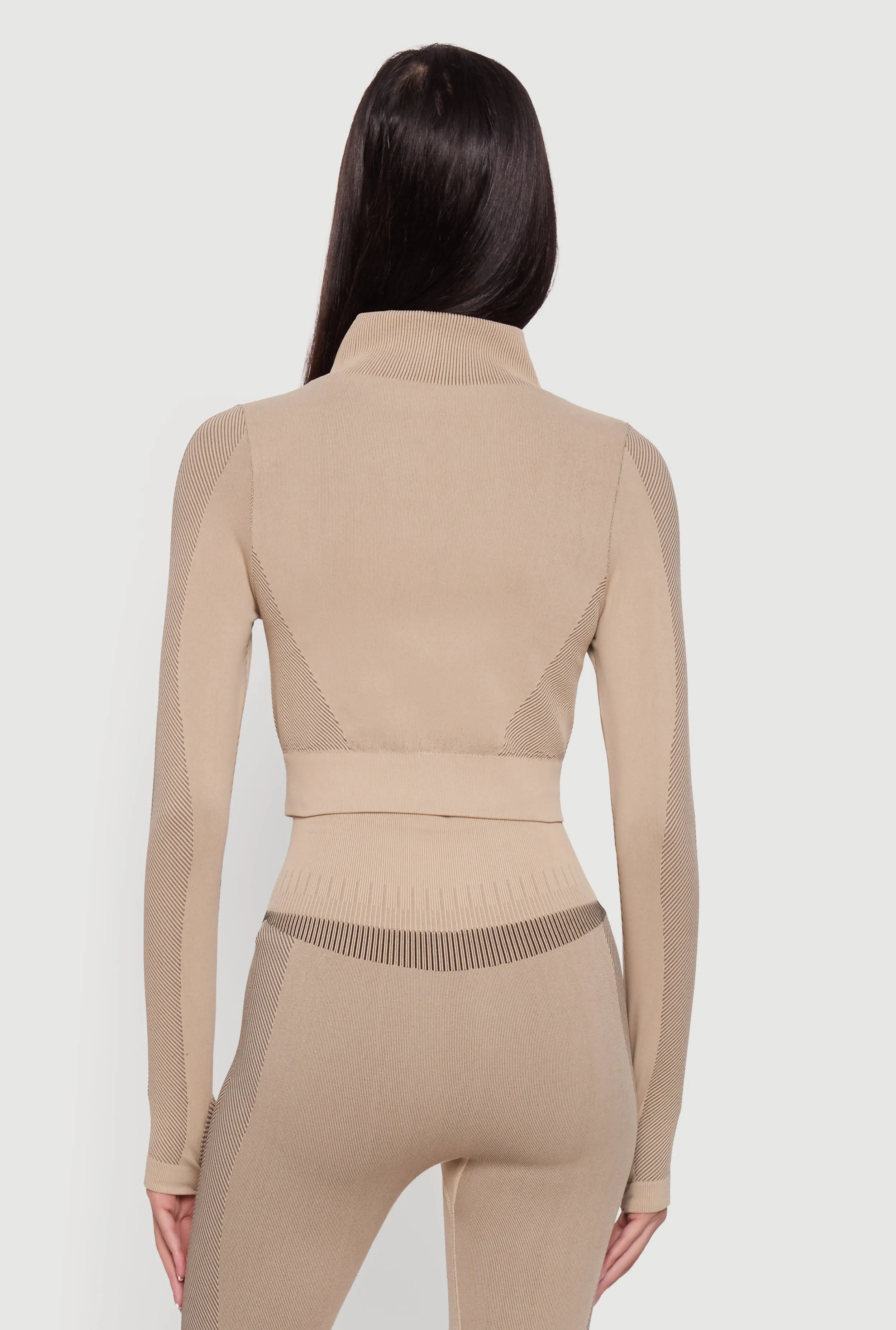 Seamless Compression Rib Zip Front Cropped Active Jacket sold by Rainbow product image thumbnail 5