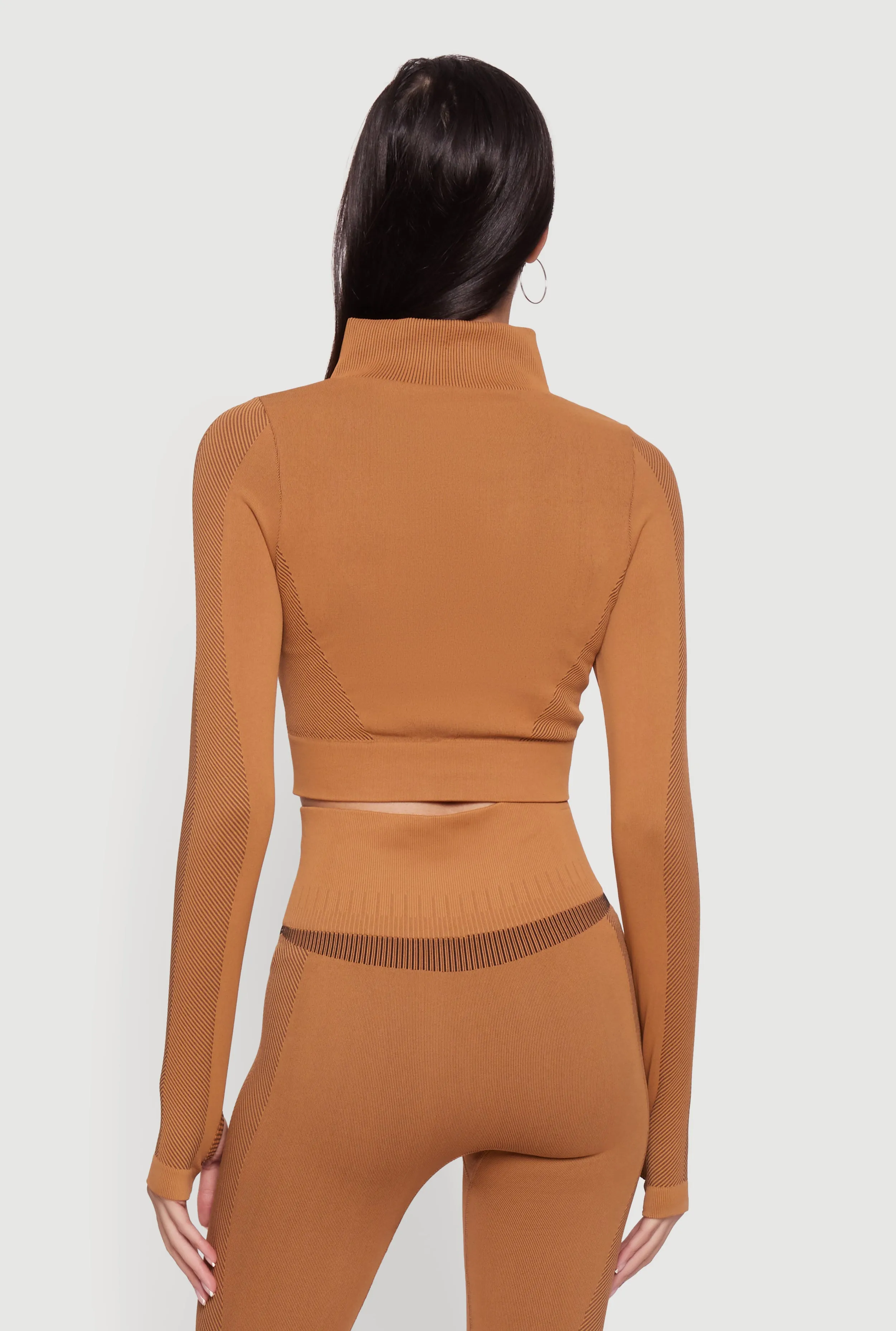 Seamless Compression Rib Zip Front Cropped Active Jacket sold by Rainbow product image thumbnail 5