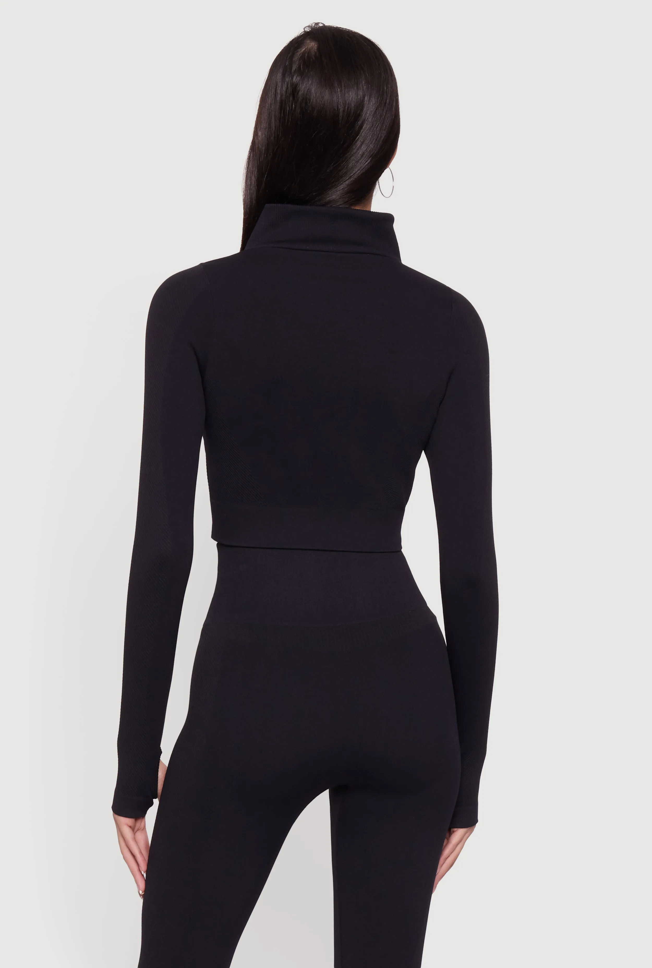 Seamless Compression Rib Zip Front Cropped Active Jacket sold by Rainbow product image thumbnail 5