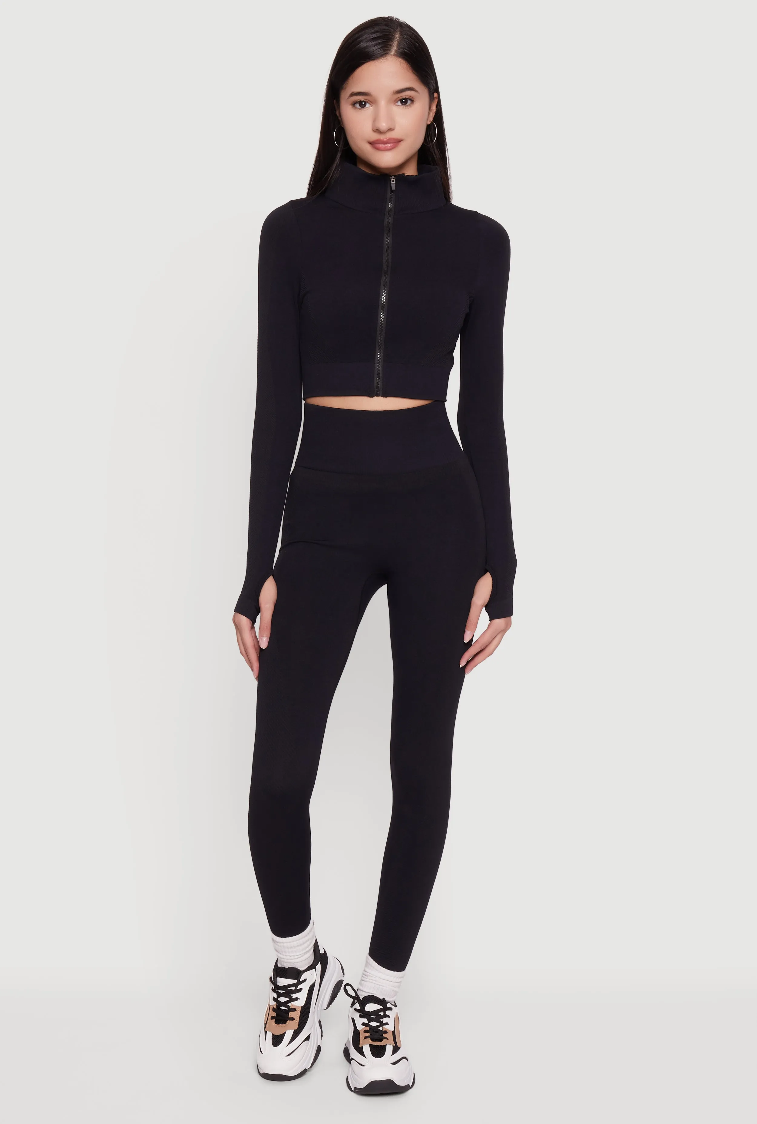 Seamless Compression Rib Zip Front Cropped Active Jacket sold by Rainbow product image thumbnail 2