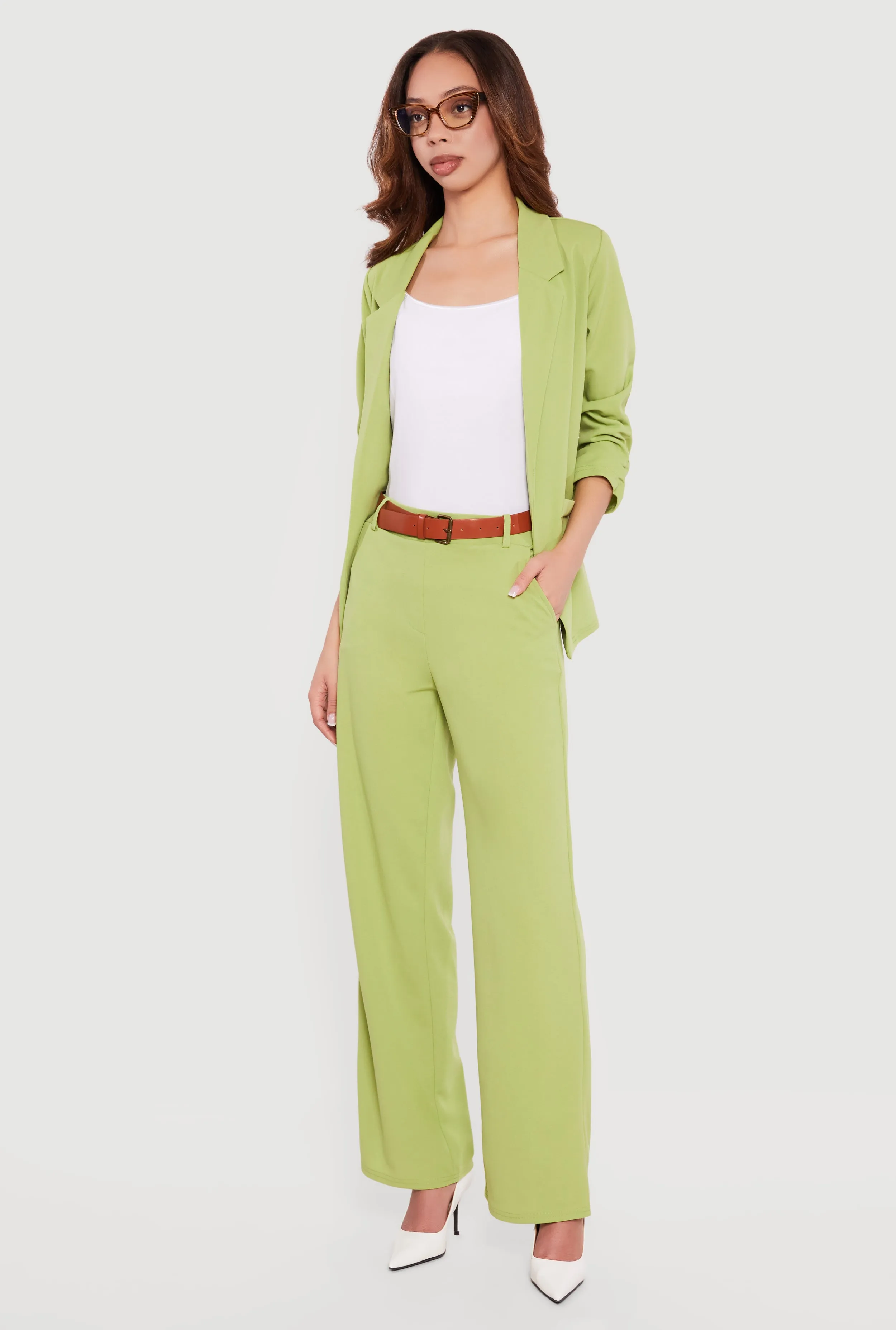 Belted Crepe Knit Wide Leg Dress Pants sold by Rainbow product image thumbnail 2