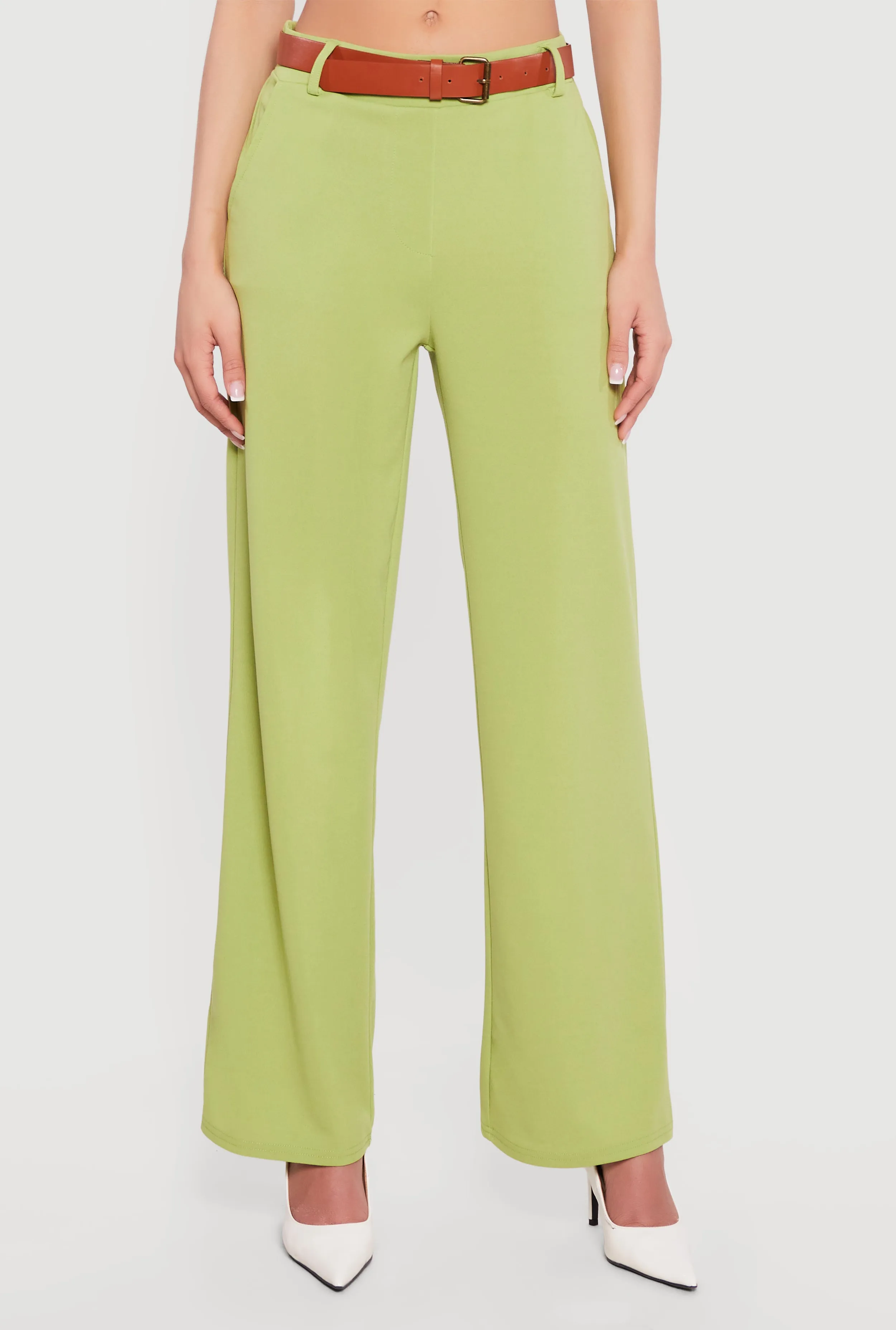 Belted Crepe Knit Wide Leg Dress Pants sold by Rainbow product image thumbnail 3