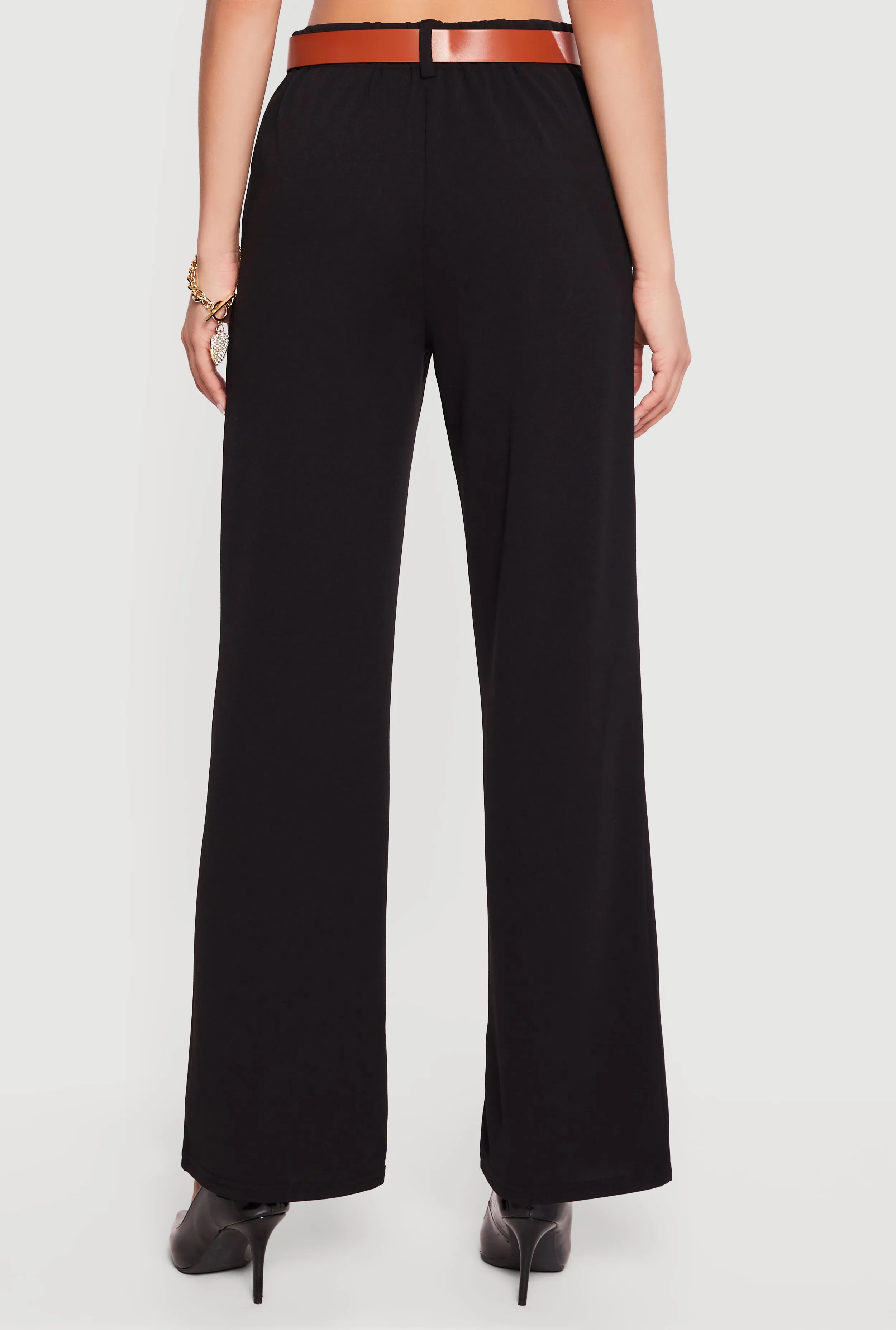 Belted Crepe Knit Wide Leg Dress Pants sold by Rainbow product image thumbnail 5