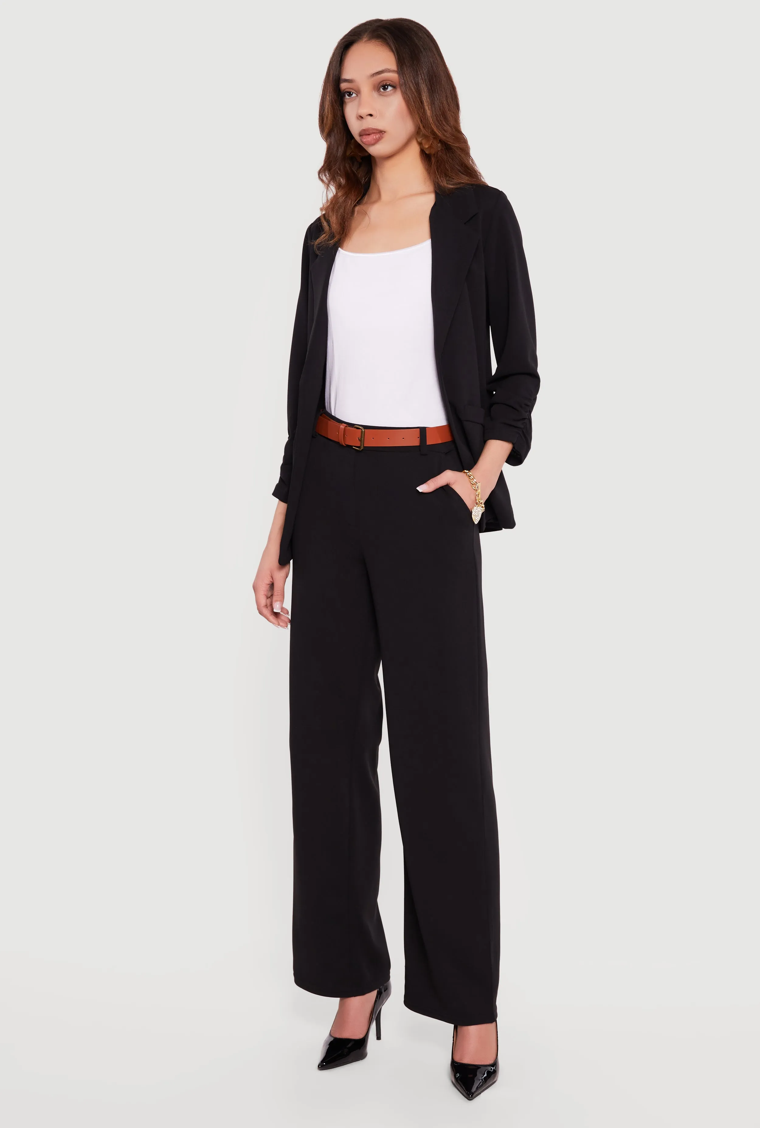 Belted Crepe Knit Wide Leg Dress Pants sold by Rainbow product image thumbnail 2