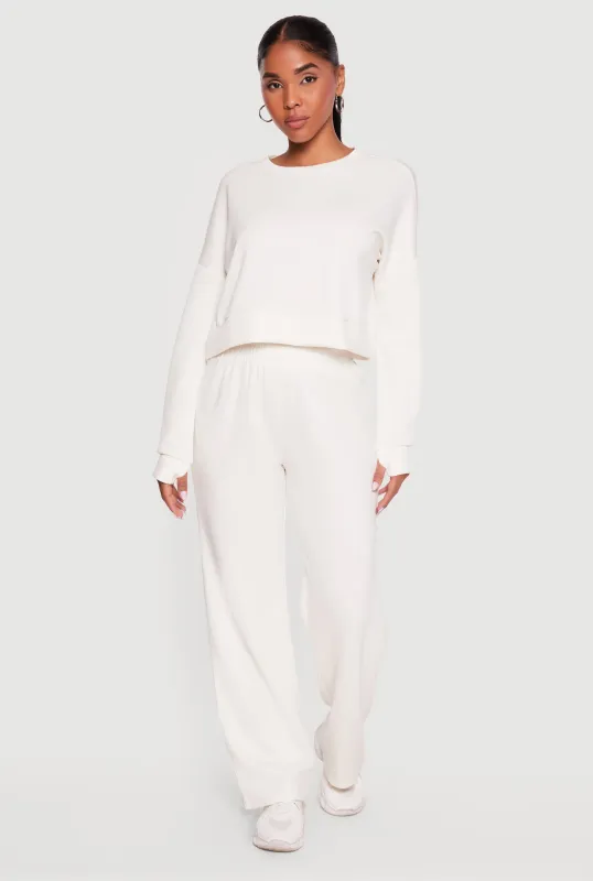 Solid Elastic Waist Pull On Sweatpants made by Rainbow