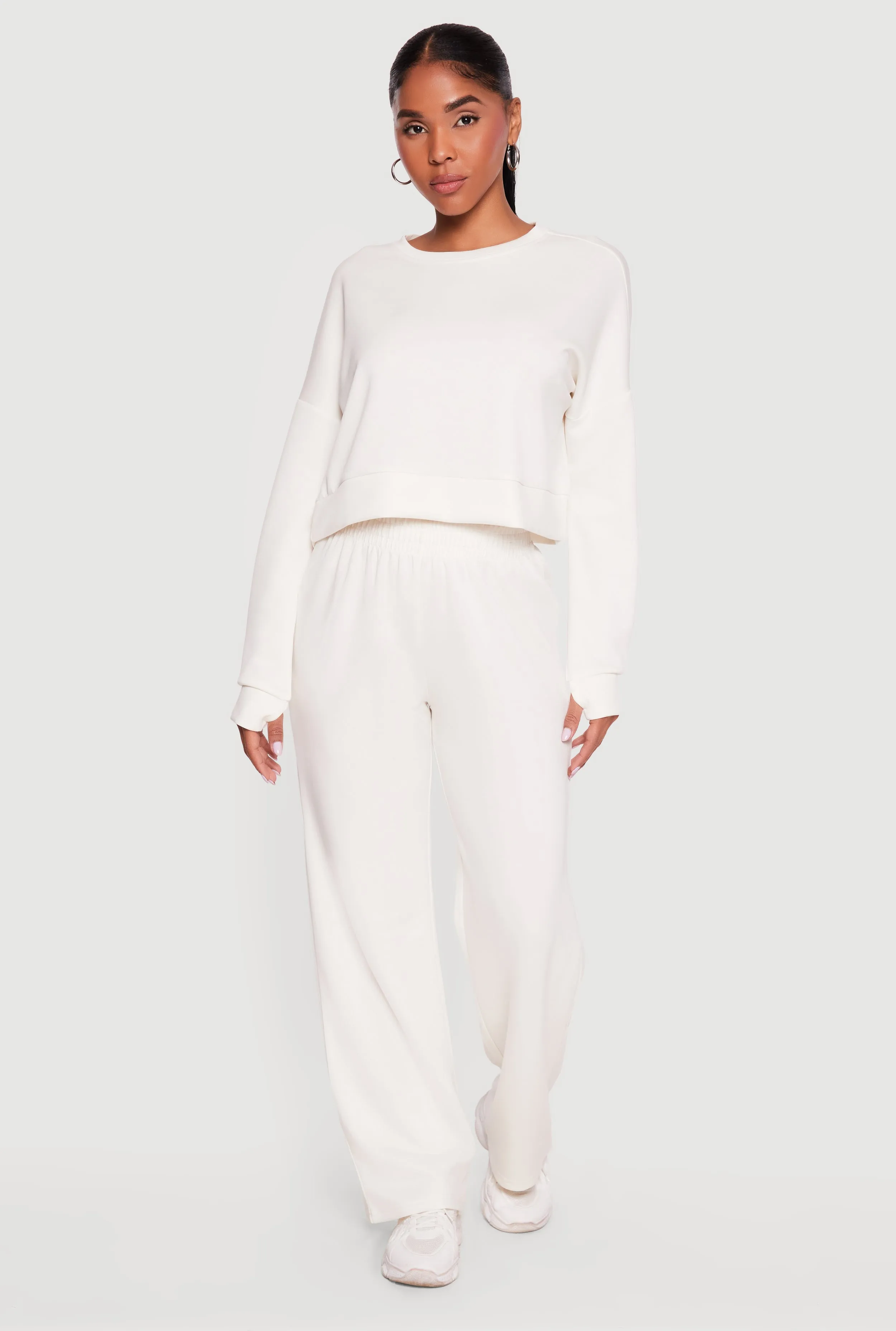 Solid Elastic Waist Pull On Sweatpants sold by Rainbow