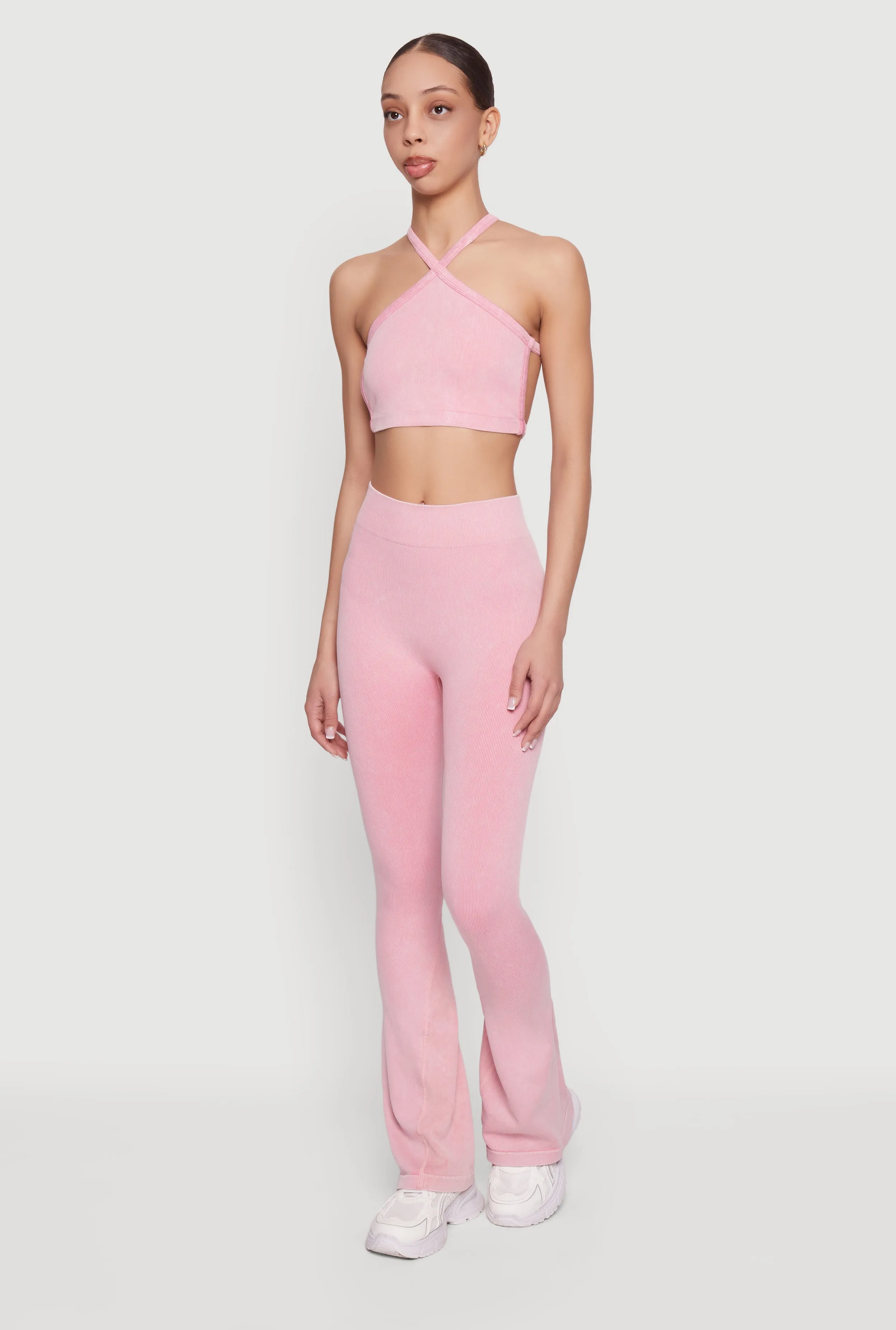 Mineral Wash Seamless Ribbed High Waisted Flare Leggings sold by Rainbow product image thumbnail 2