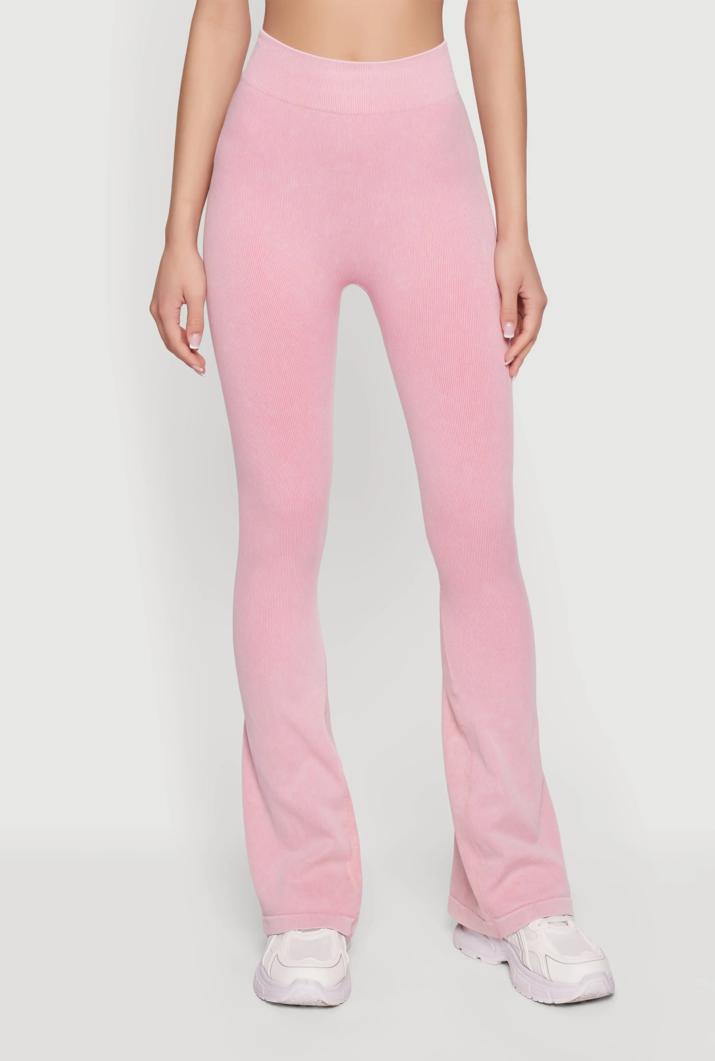 Mineral Wash Seamless Ribbed High Waisted Flare Leggings sold by Rainbow product image thumbnail 3