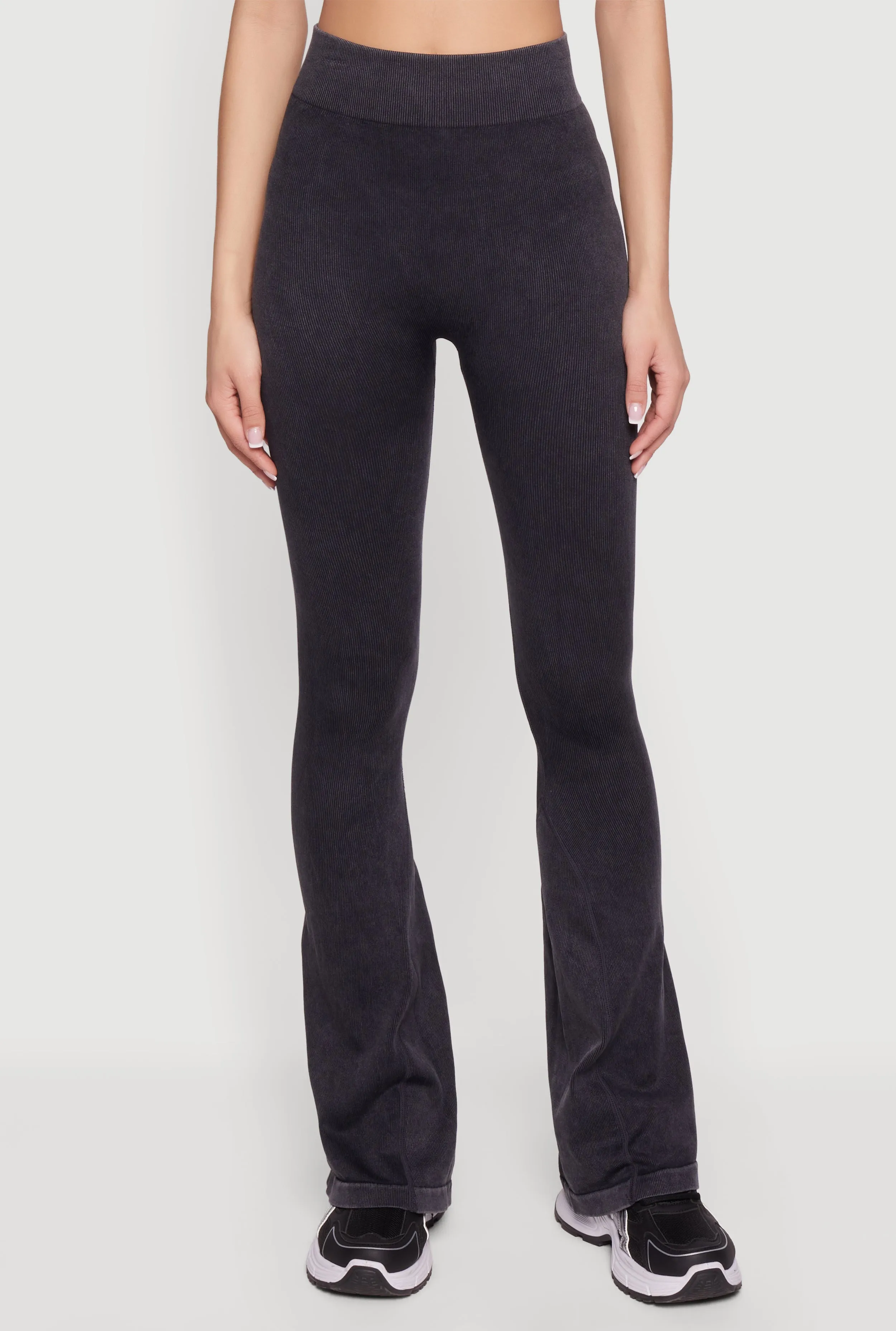 Mineral Wash Seamless Ribbed High Waisted Flare Leggings sold by Rainbow product image thumbnail 3