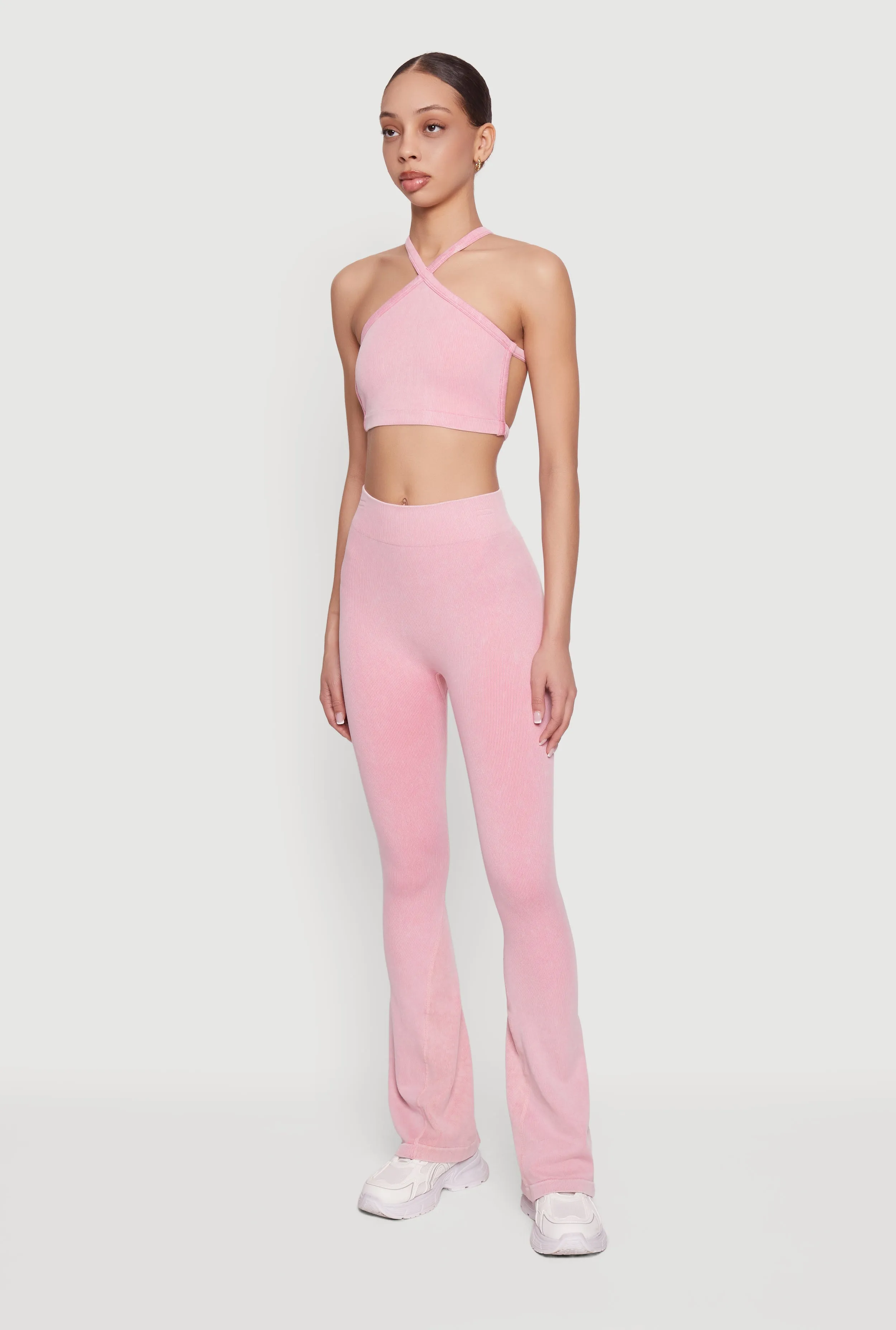 Mineral Wash Seamless Ribbed Caged Back Sports Bra sold by Rainbow product image thumbnail 3