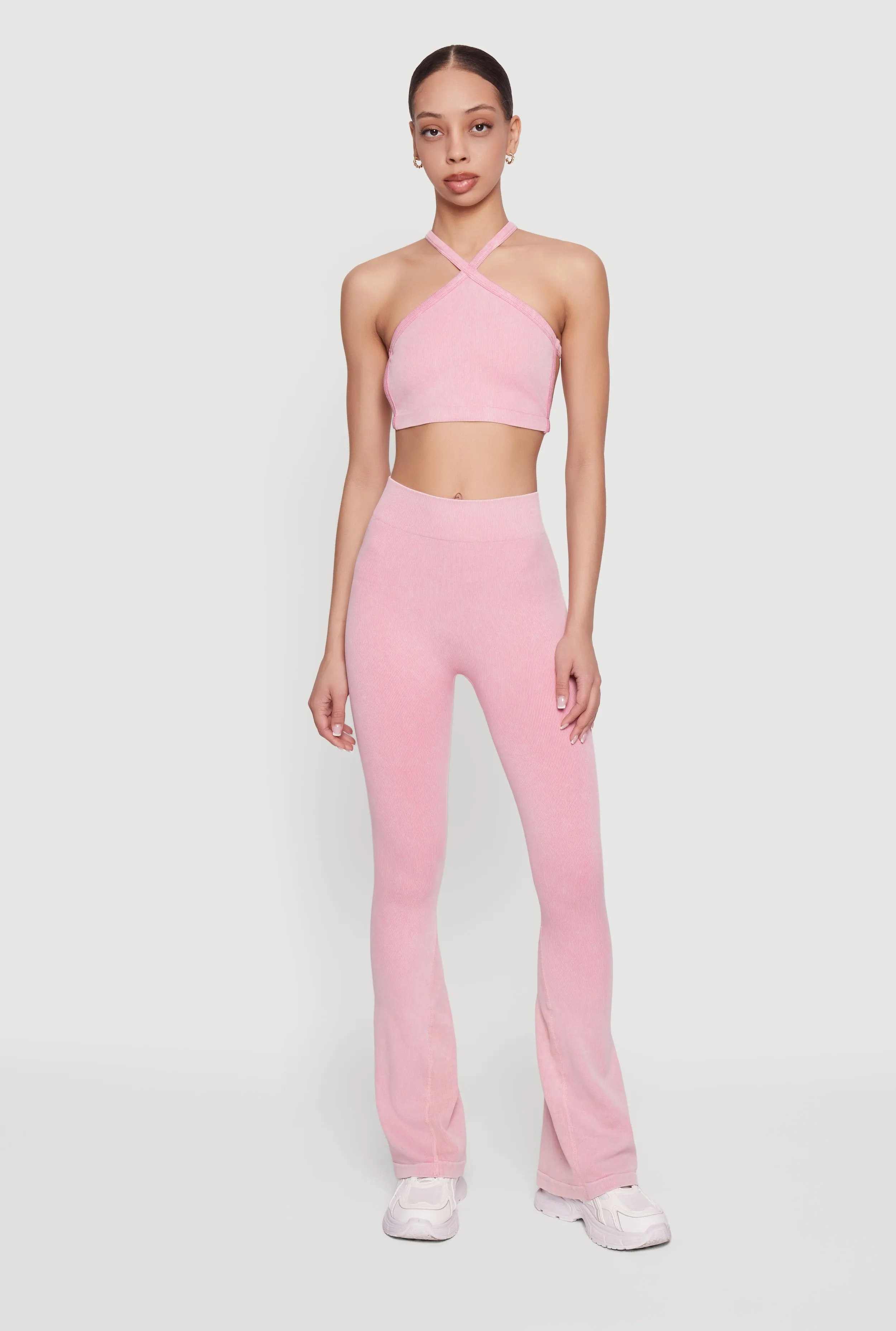 Mineral Wash Seamless Ribbed Caged Back Sports Bra sold by Rainbow product image thumbnail 2