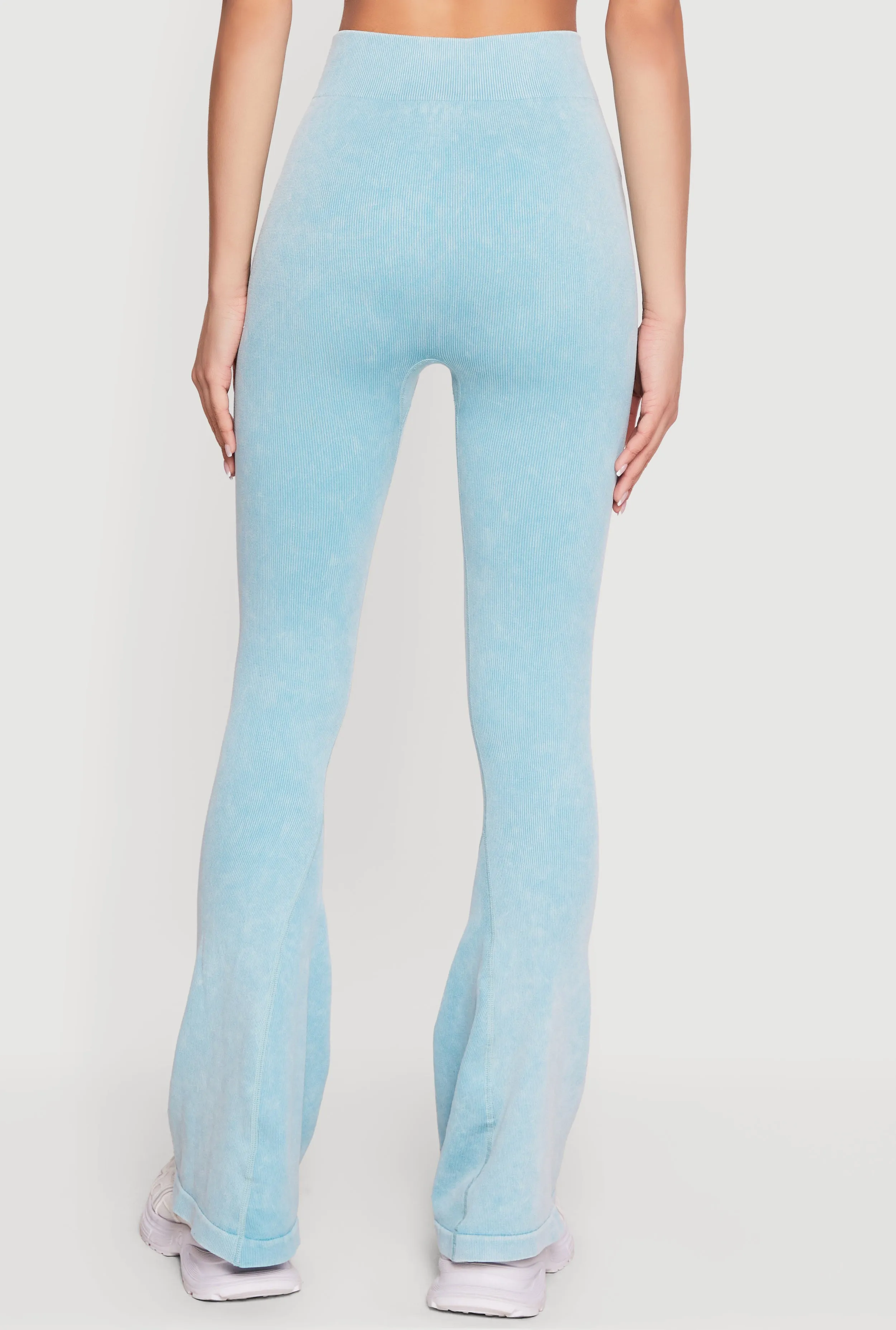 Mineral Wash Seamless Ribbed High Waisted Flare Leggings sold by Rainbow product image thumbnail 5