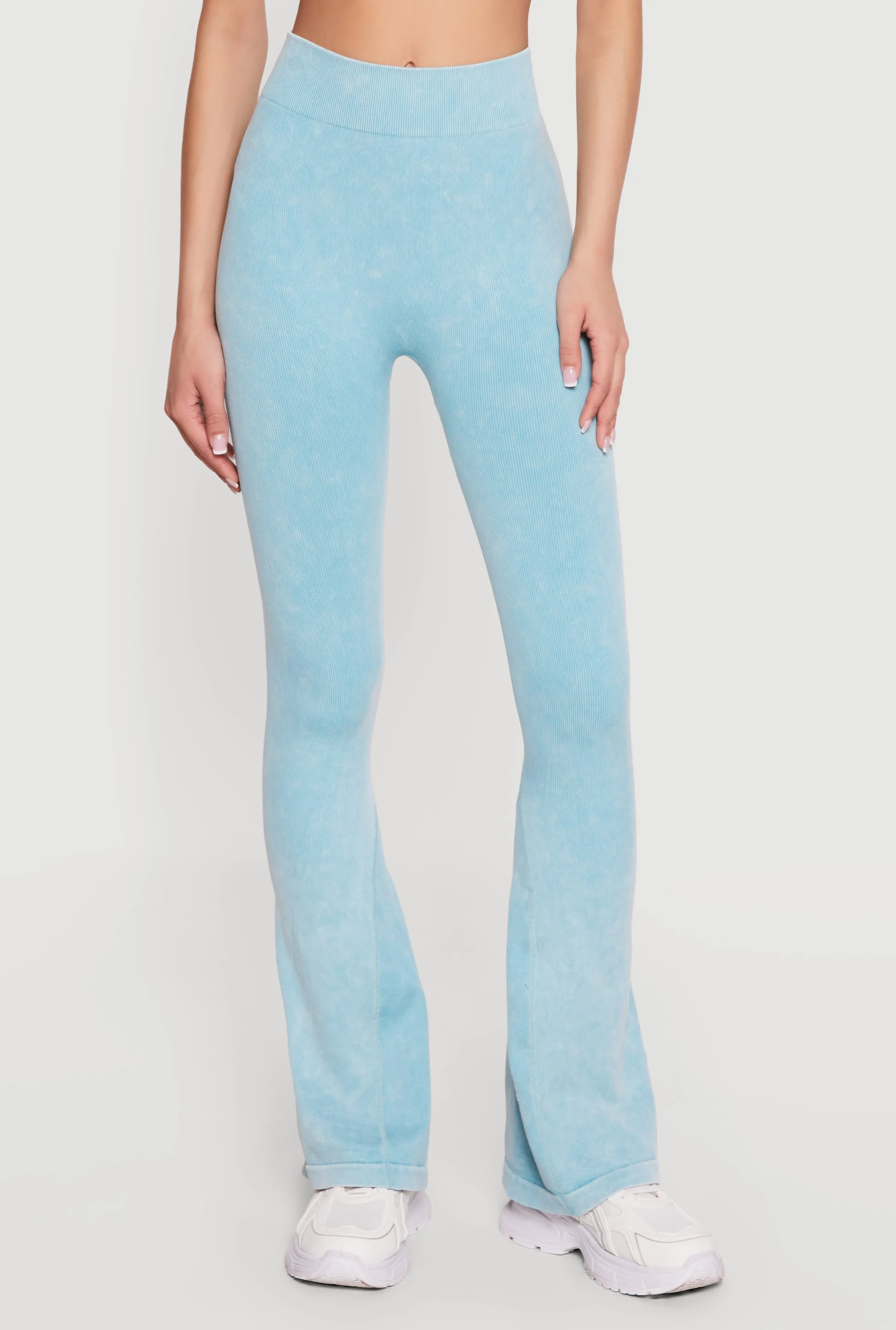 Mineral Wash Seamless Ribbed High Waisted Flare Leggings sold by Rainbow product image thumbnail 3