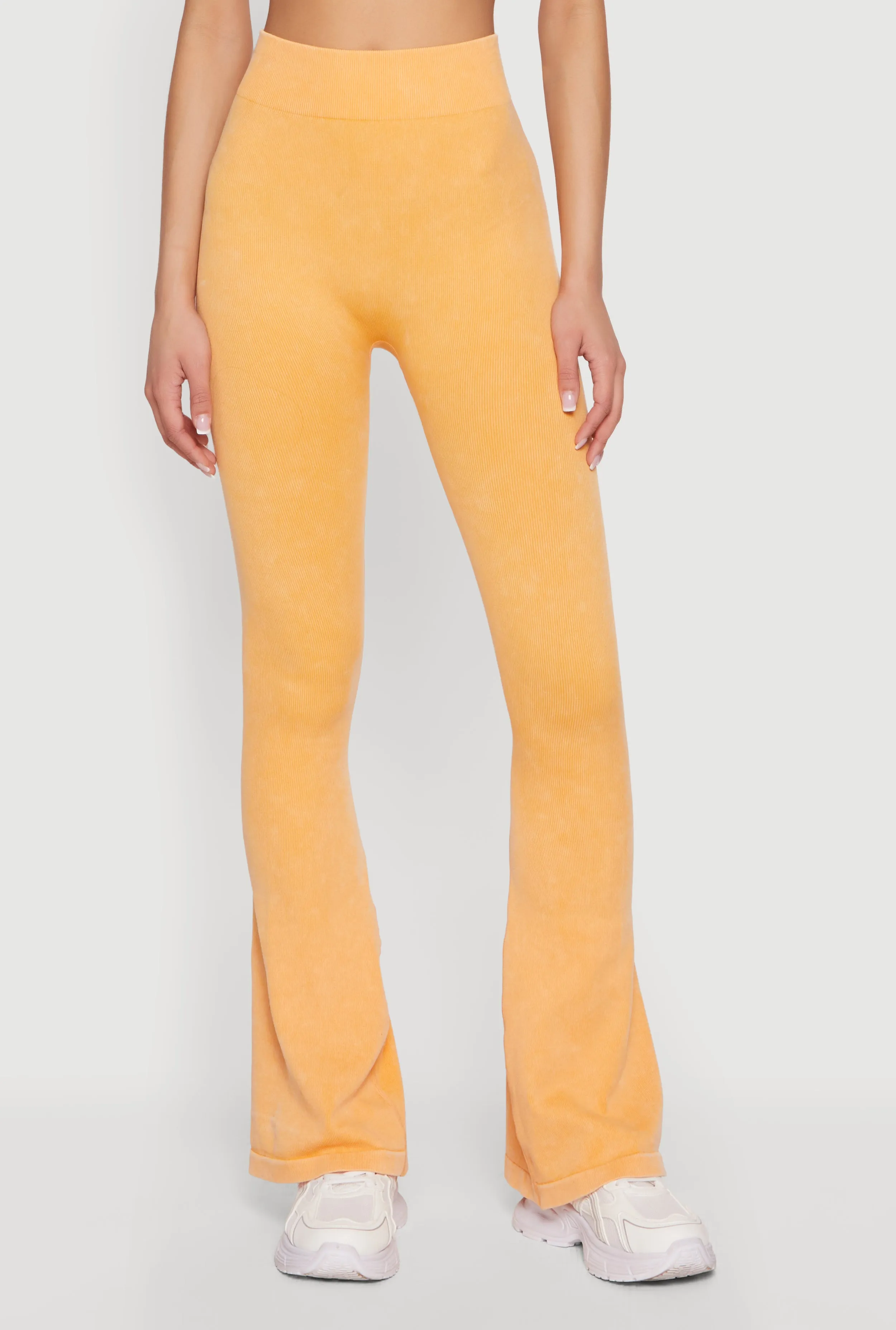 Mineral Wash Seamless Ribbed High Waisted Flare Leggings sold by Rainbow product image thumbnail 3