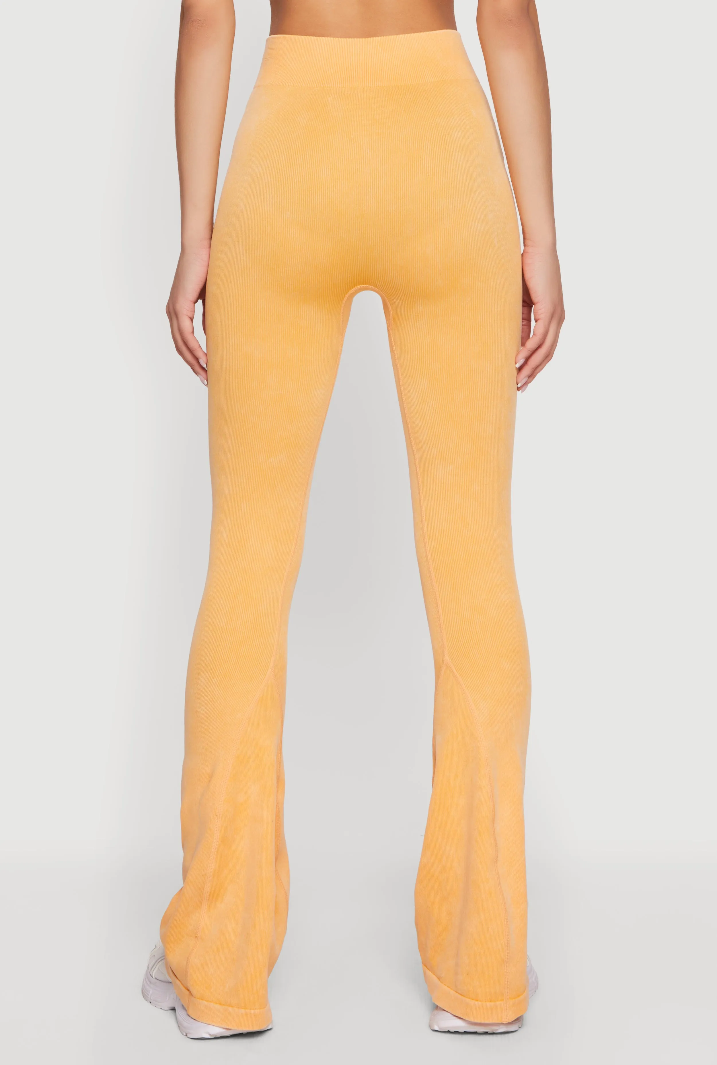 Mineral Wash Seamless Ribbed High Waisted Flare Leggings sold by Rainbow product image thumbnail 5