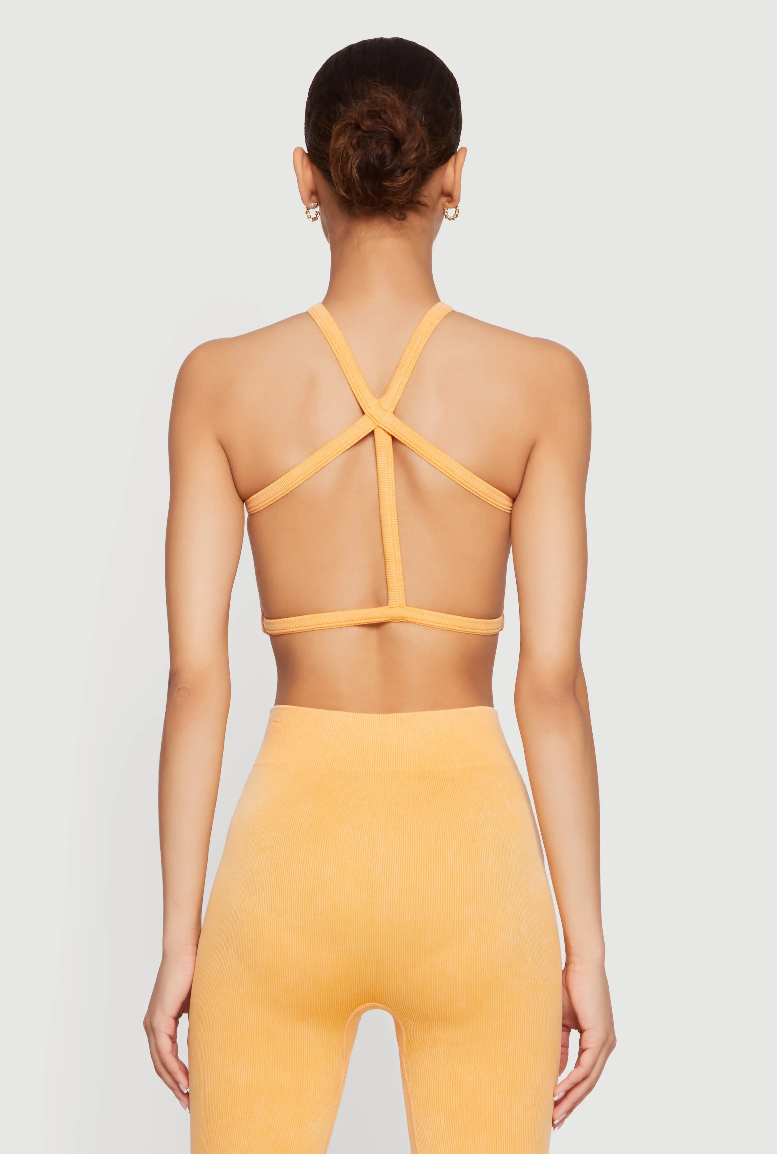 Mineral Wash Seamless Ribbed Caged Back Sports Bra sold by Rainbow product image thumbnail 5