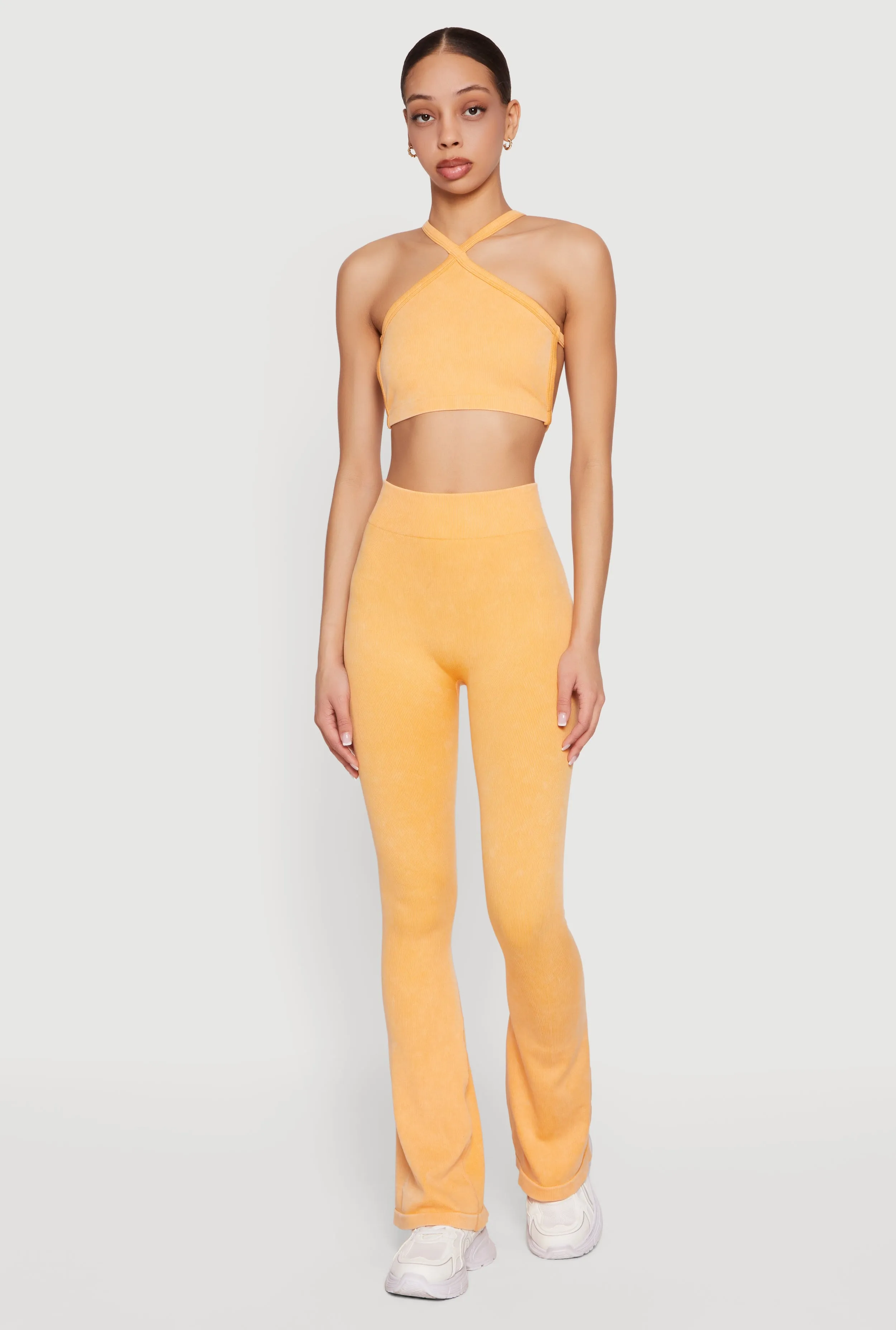 Mineral Wash Seamless Ribbed Caged Back Sports Bra sold by Rainbow product image thumbnail 2