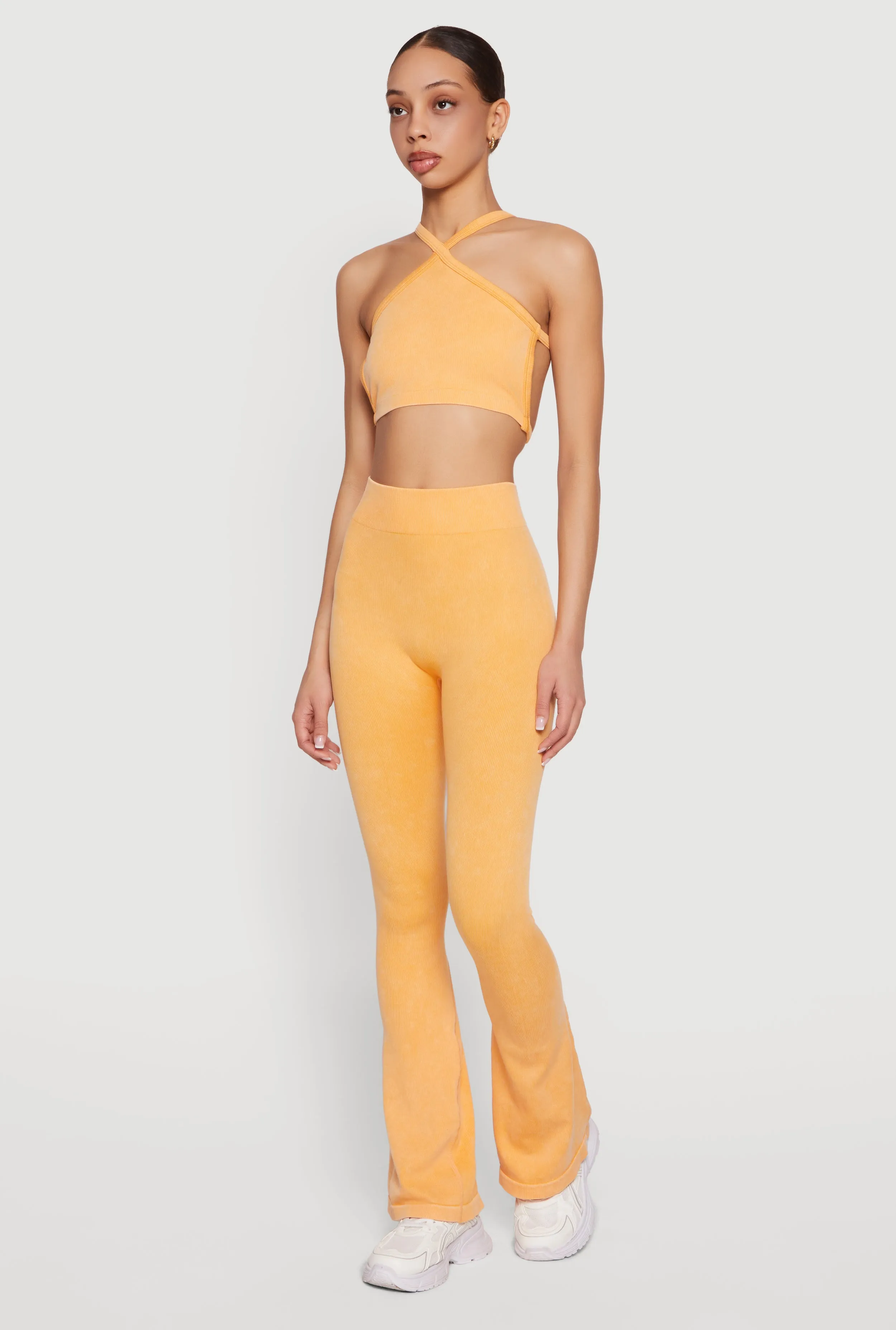 Mineral Wash Seamless Ribbed Caged Back Sports Bra sold by Rainbow product image thumbnail 3