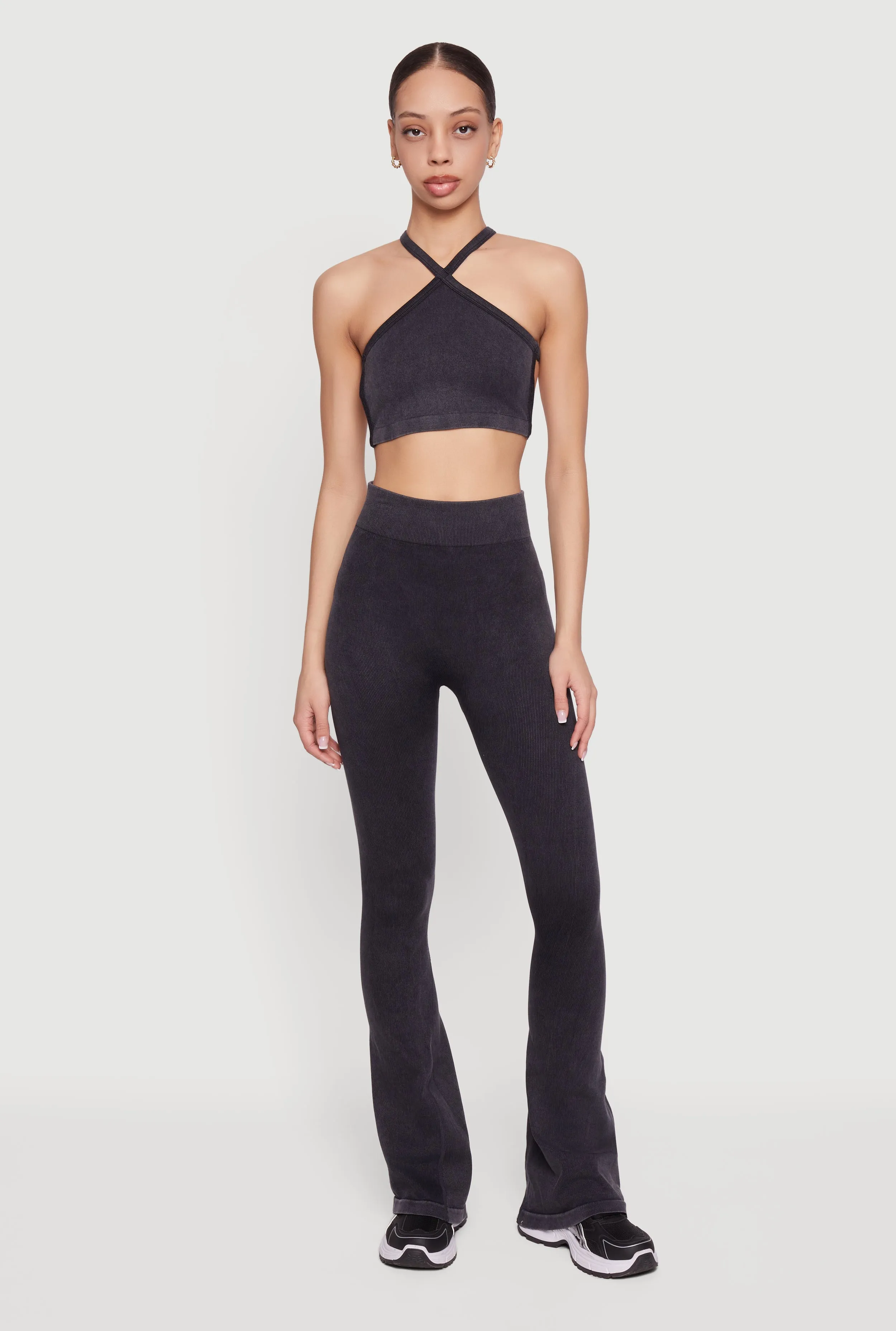 Mineral Wash Seamless Ribbed Caged Back Sports Bra sold by Rainbow product image thumbnail 2