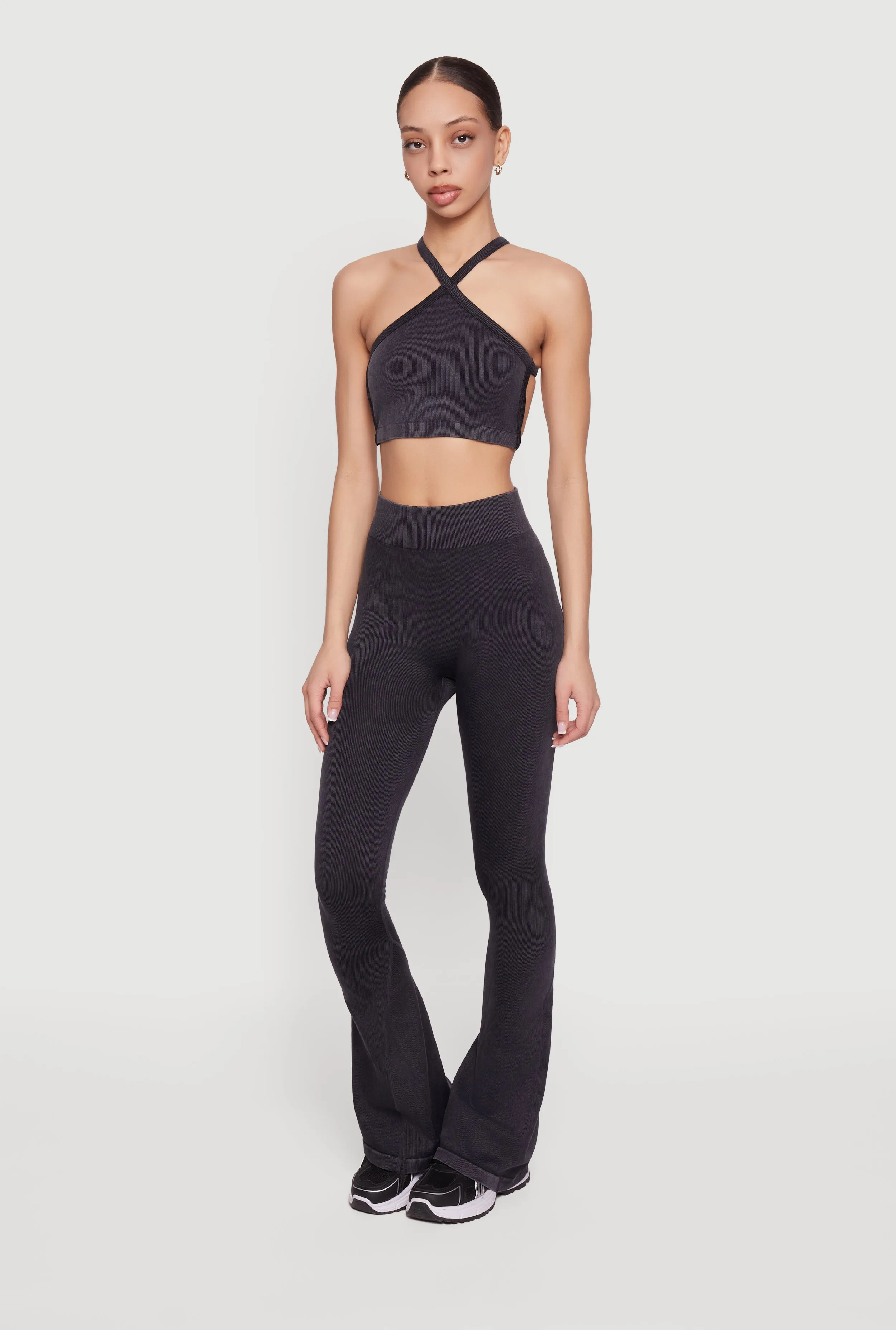 Mineral Wash Seamless Ribbed Caged Back Sports Bra sold by Rainbow product image thumbnail 3