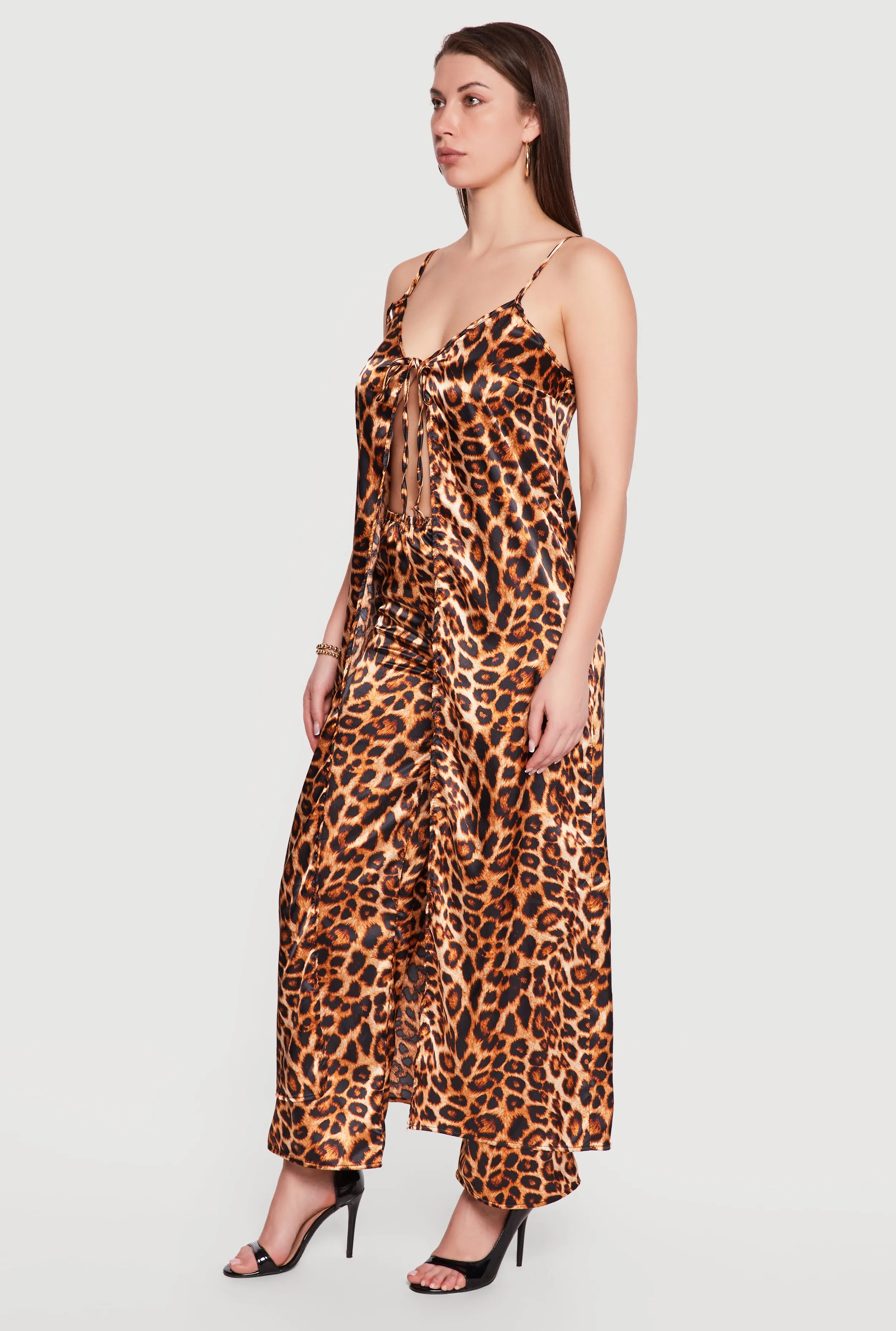Sleeveless Leopard Print Tie Front Maxi Top sold by Rainbow product image thumbnail 2