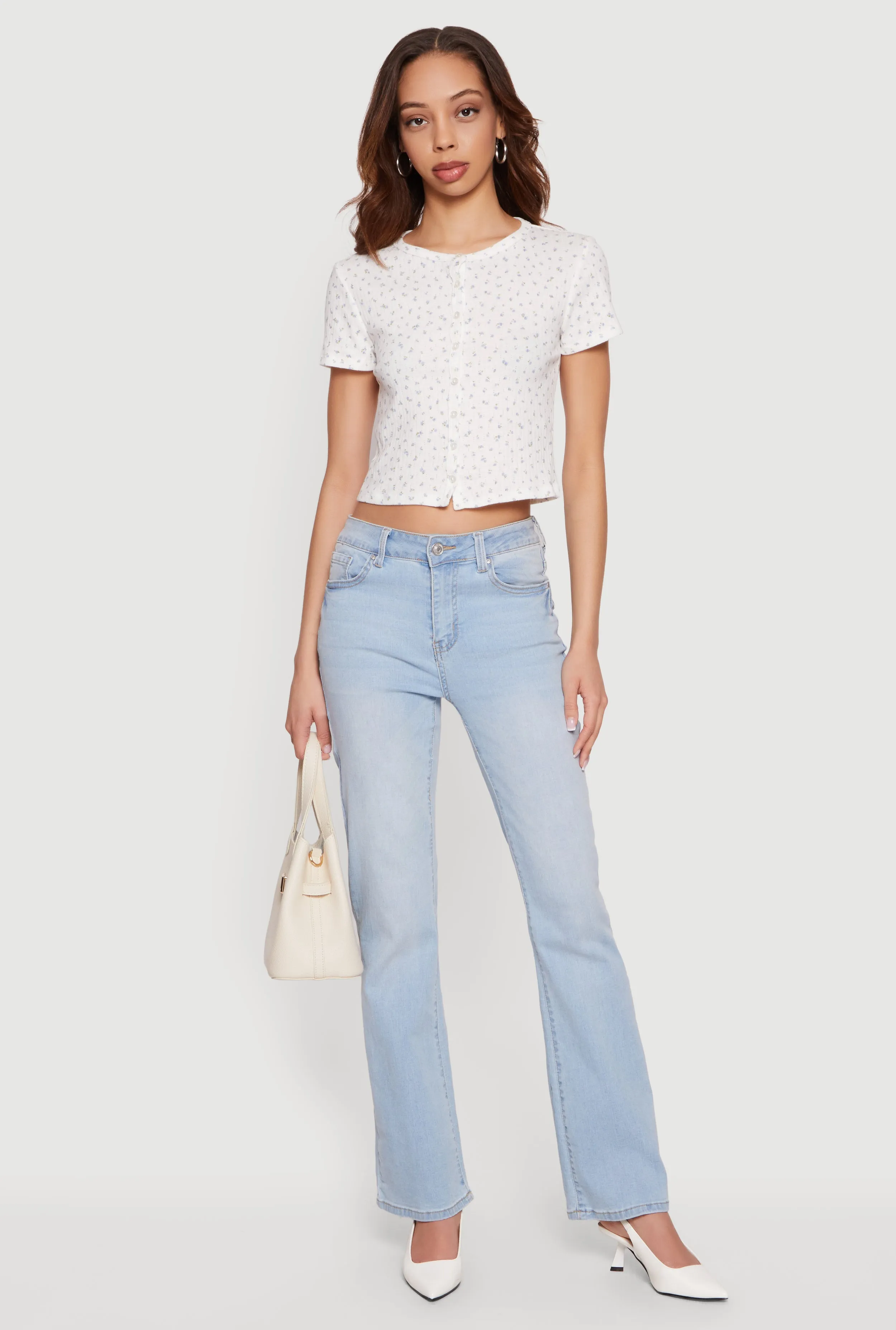 Ditsy Floral Button Front Crop Top sold by Rainbow product image thumbnail 2