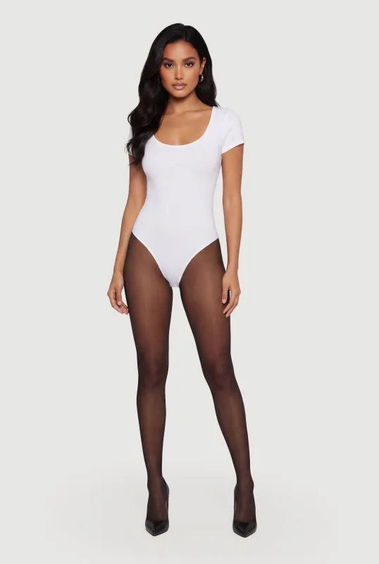 Scoop Neck Double Layered Short Sleeve Bodysuit sold by Rainbow