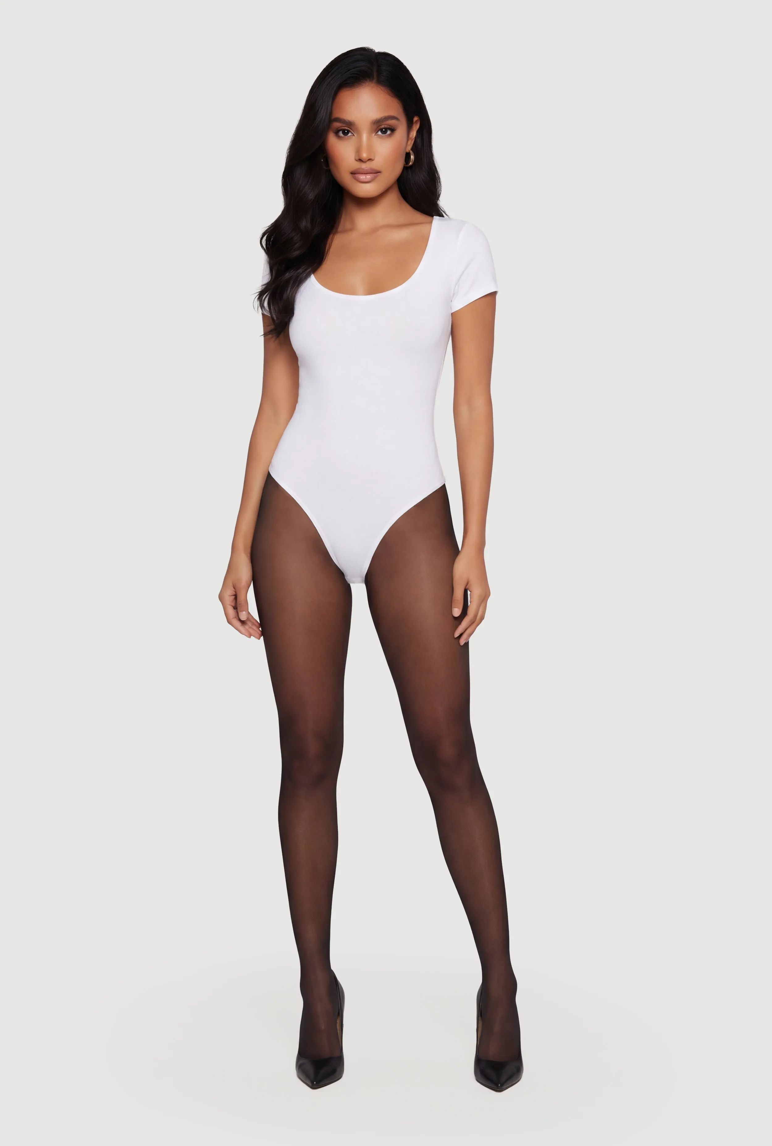Scoop Neck Double Layered Short Sleeve Bodysuit sold by Rainbow