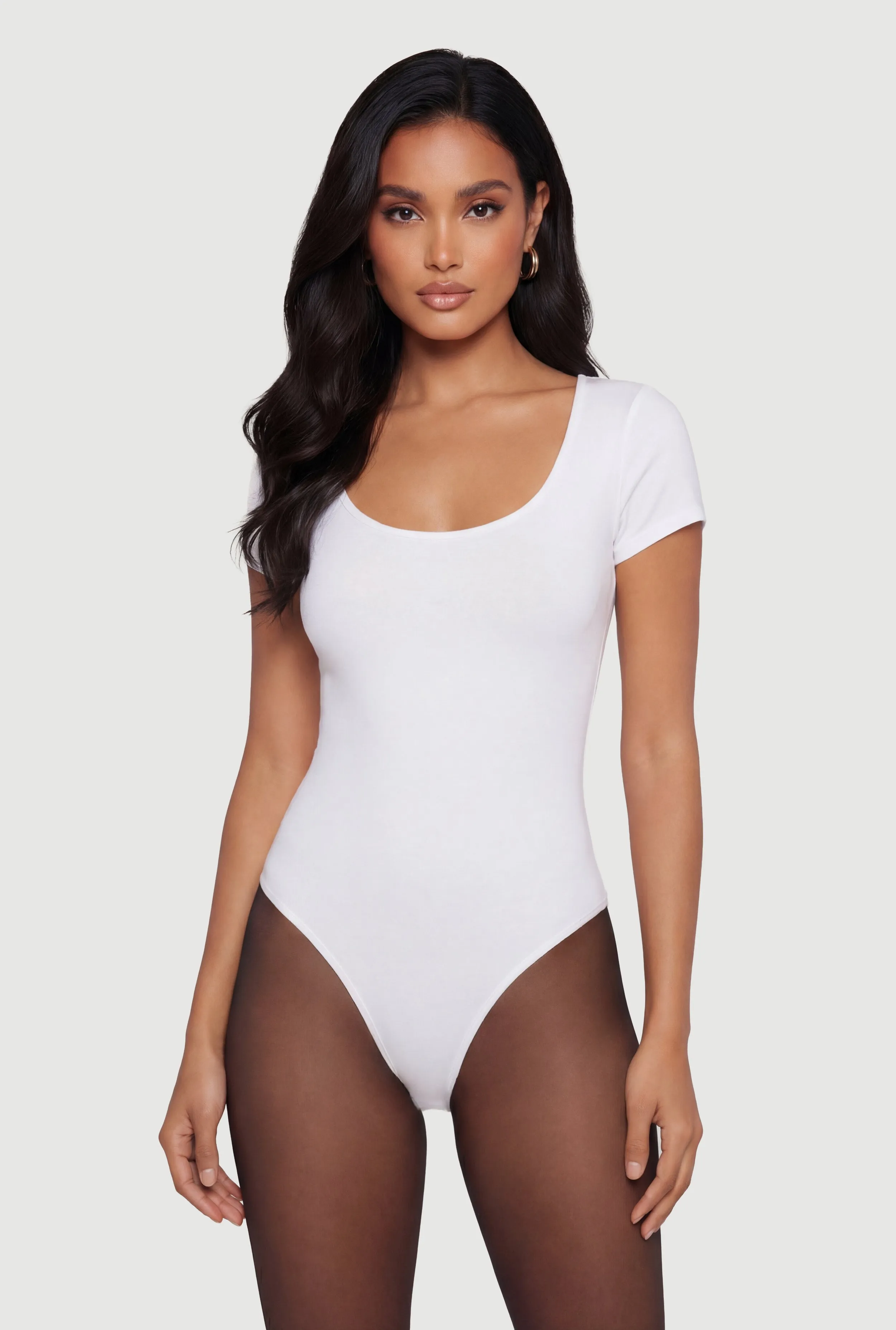 Scoop Neck Double Layered Short Sleeve Bodysuit sold by Rainbow product image thumbnail 2