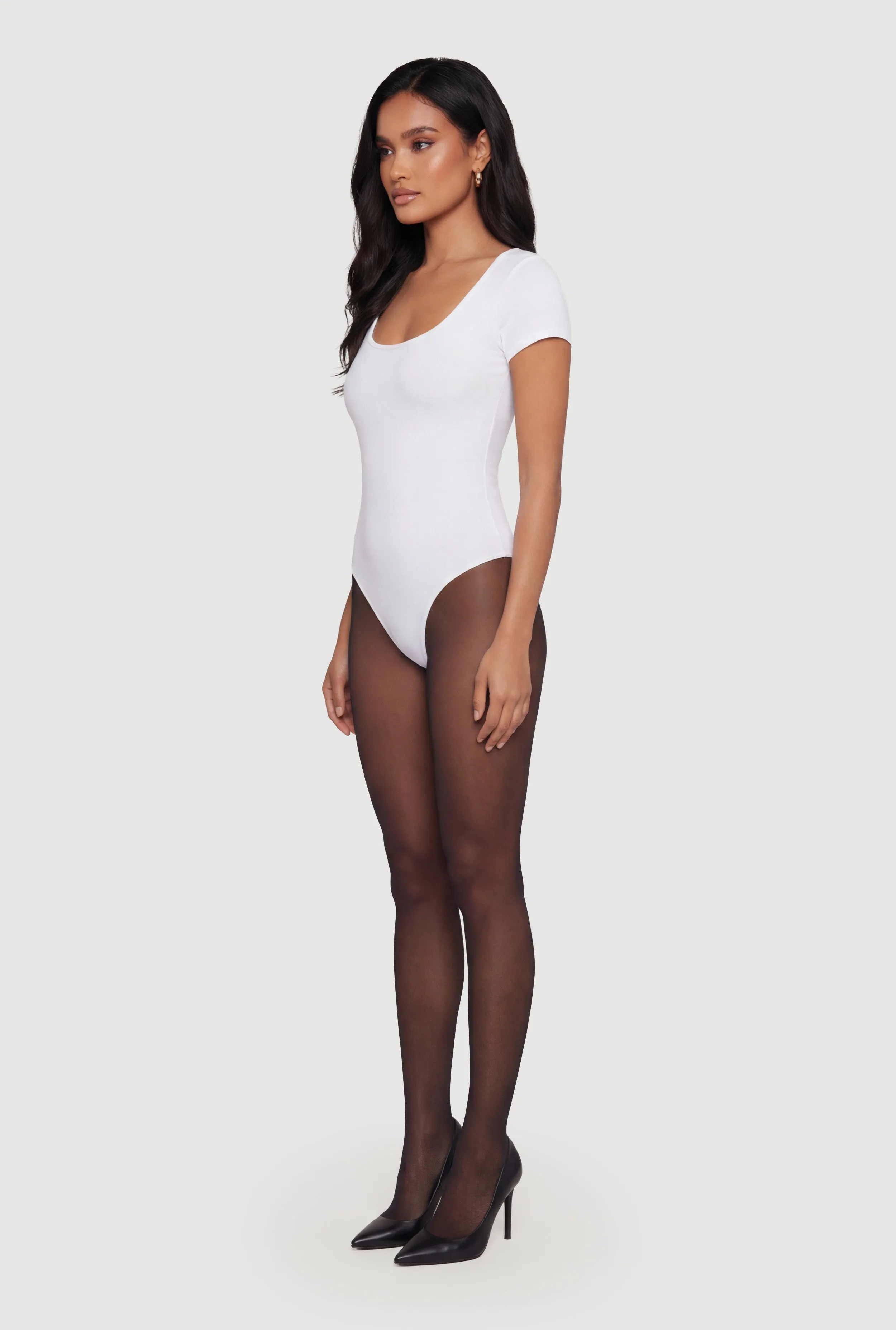 Scoop Neck Double Layered Short Sleeve Bodysuit sold by Rainbow product image thumbnail 3