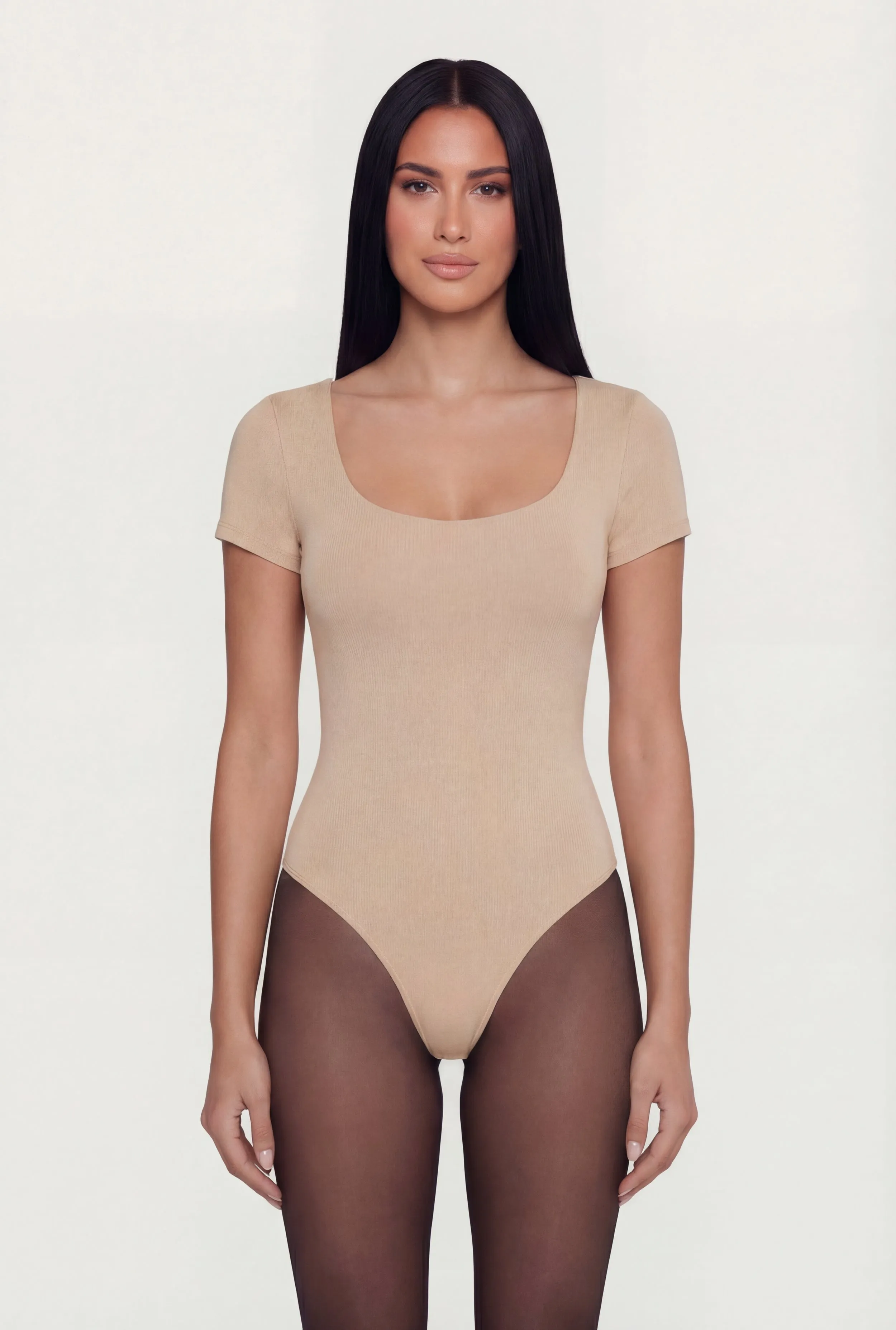 Scoop Neck Double Layered Short Sleeve Bodysuit sold by Rainbow product image thumbnail 2