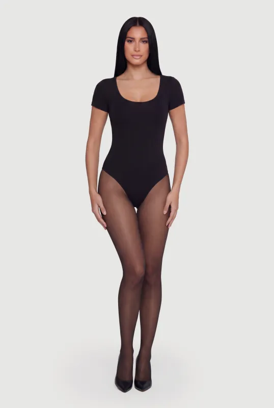 Scoop Neck Double Layered Short Sleeve Bodysuit made by Ambiance