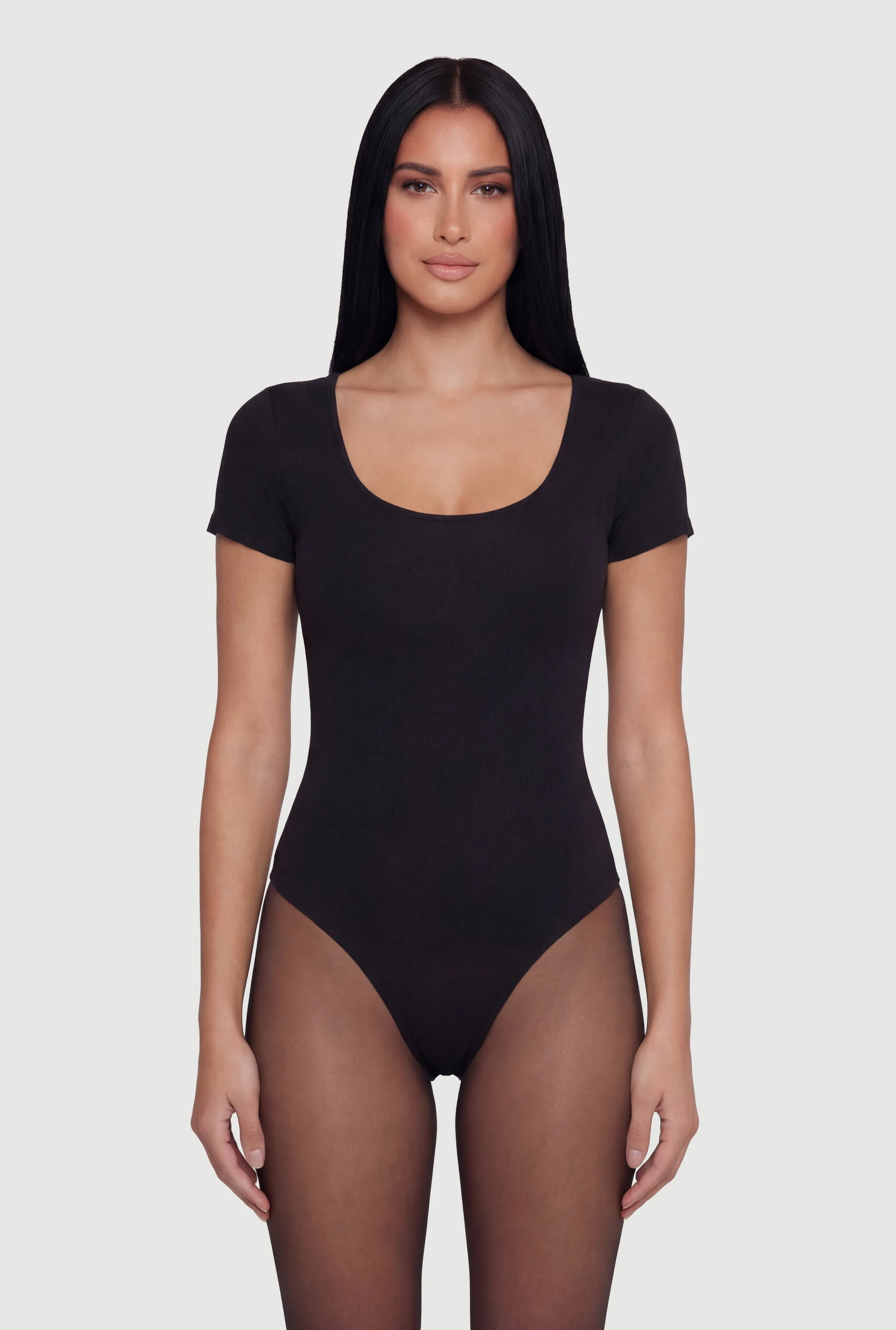 Scoop Neck Double Layered Short Sleeve Bodysuit sold by Rainbow product image thumbnail 2
