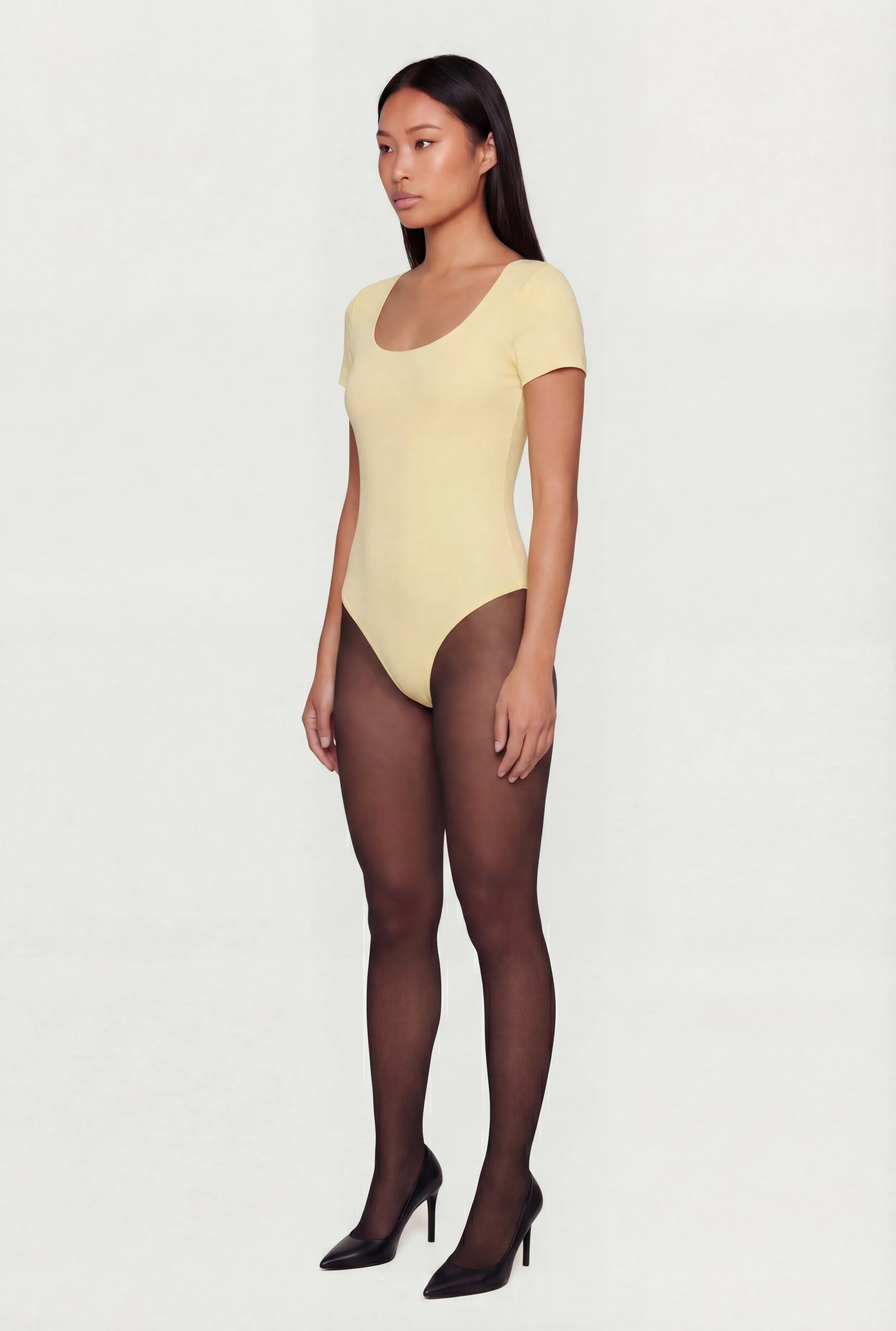 Scoop Neck Double Layered Short Sleeve Bodysuit sold by Rainbow product image thumbnail 3