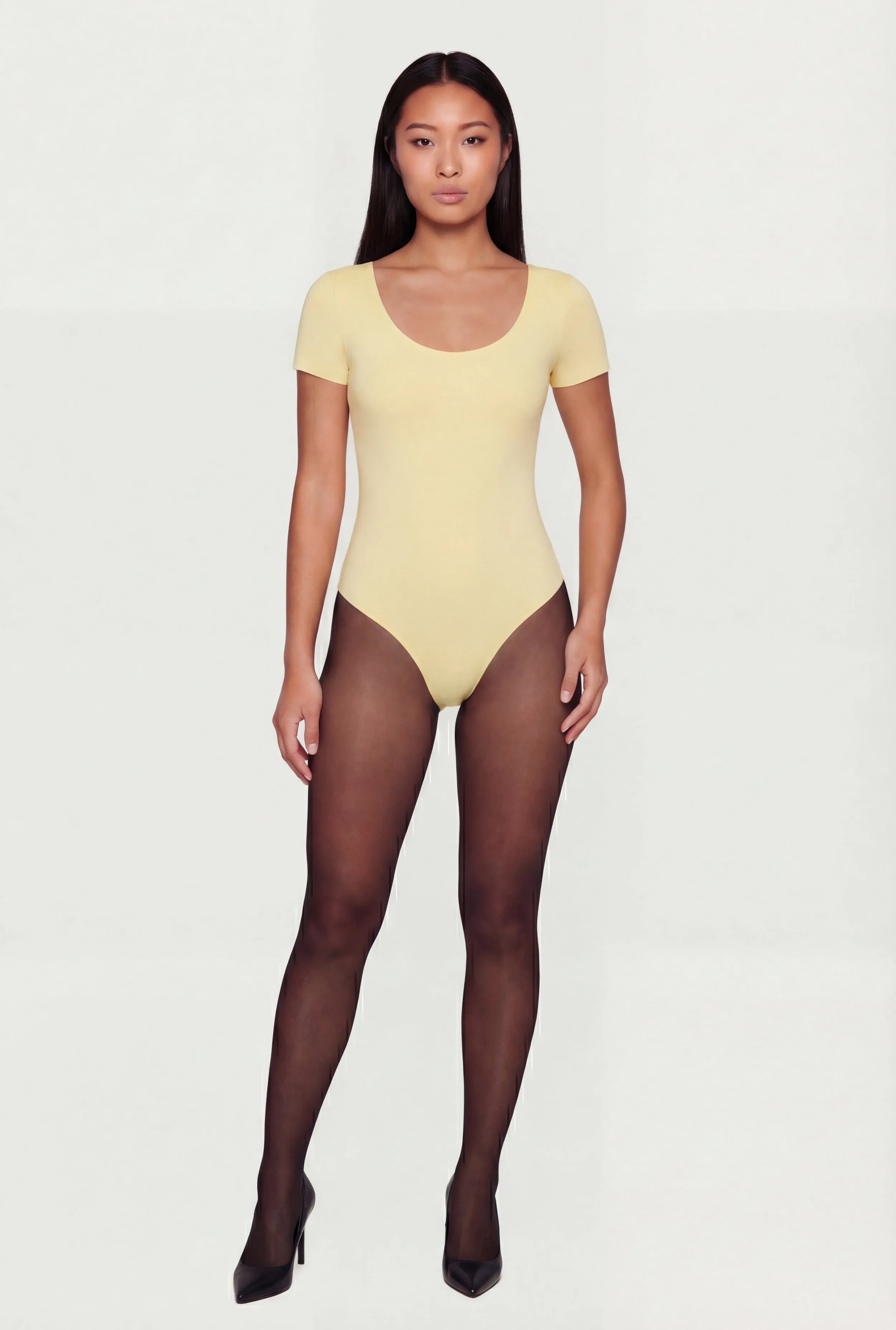 Scoop Neck Double Layered Short Sleeve Bodysuit sold by Rainbow