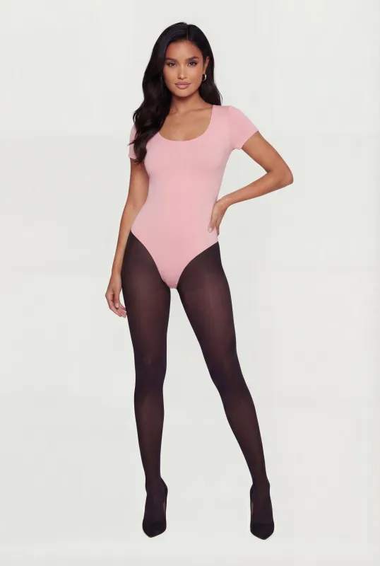 Scoop Neck Double Layered Short Sleeve Bodysuit made by Ambiance