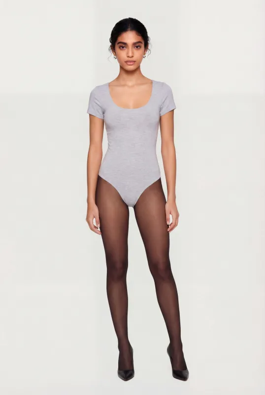 Scoop Neck Double Layered Short Sleeve Bodysuit made by Ambiance