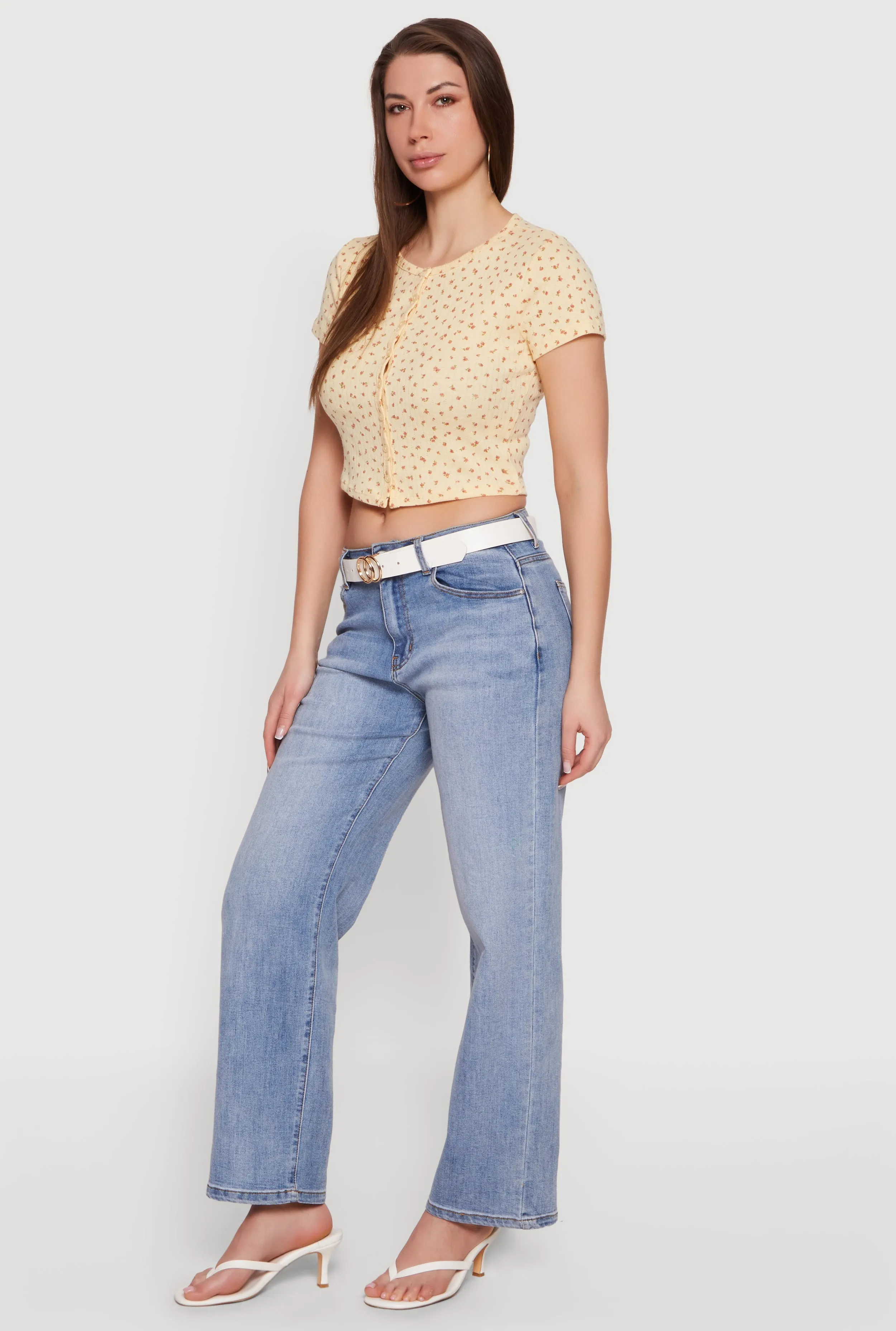 Ditsy Floral Button Front Crop Top sold by Rainbow product image thumbnail 3