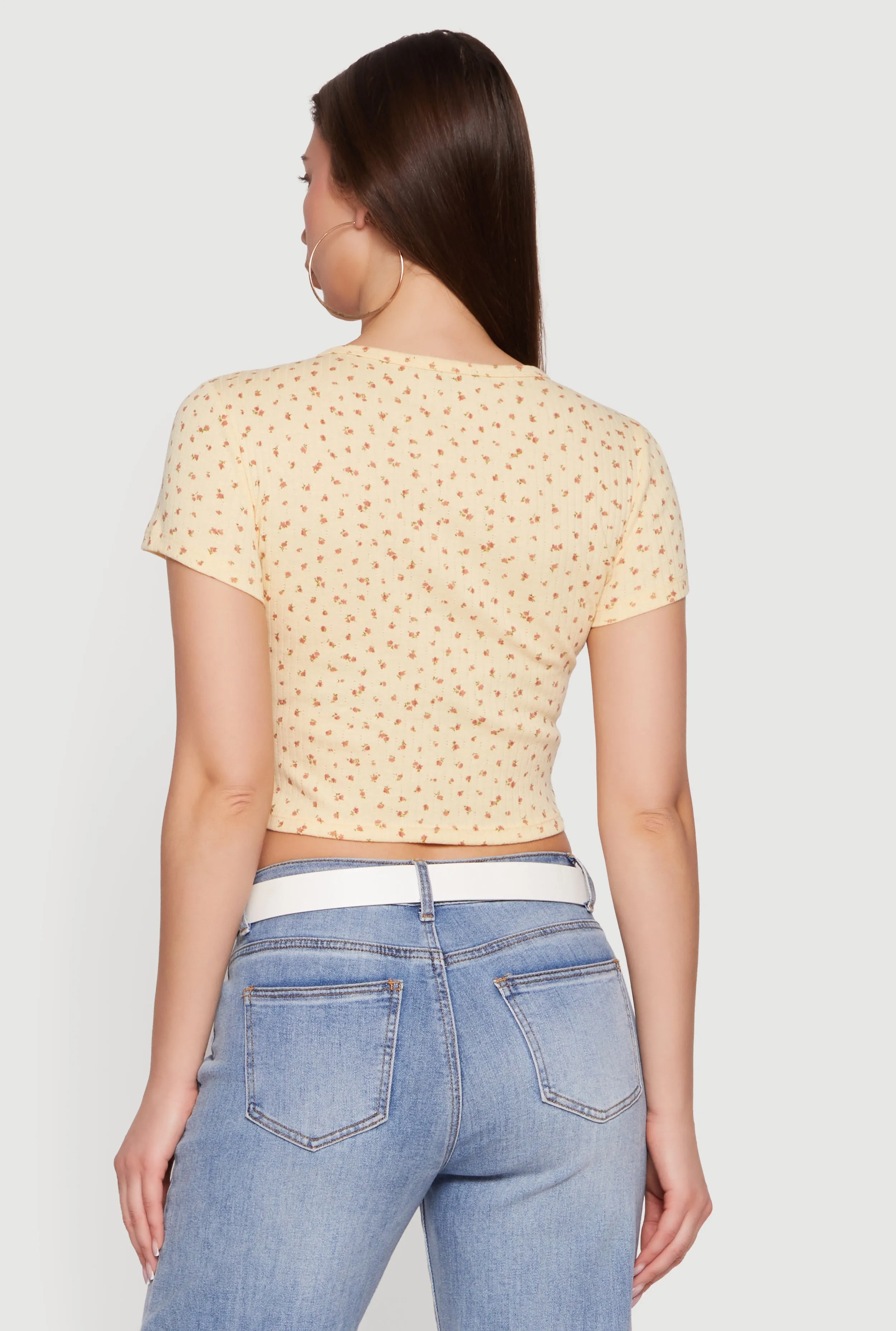 Ditsy Floral Button Front Crop Top sold by Rainbow product image thumbnail 5